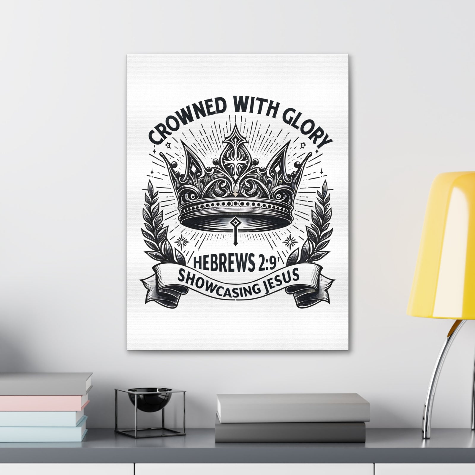 Scripture Walls Hebrews 2:9 Crowned With Glory Bible Verse Canvas Christian Wall Art Ready to Hang Unframed-Express Your Love Gifts