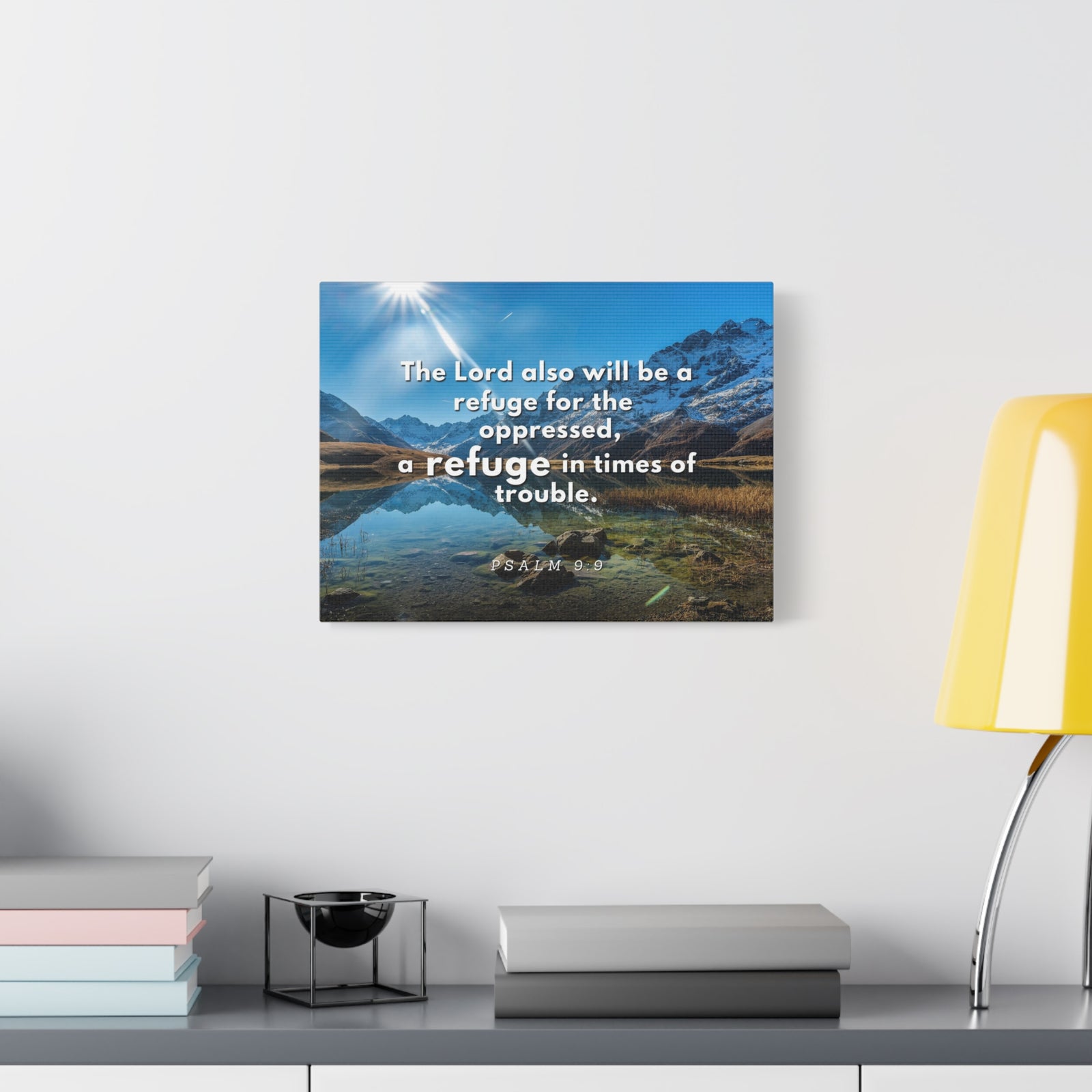 Scripture Canvas A Refuge Psalm 9:9 Christian Wall Art Bible Verse Print Ready to Hang-Express Your Love Gifts