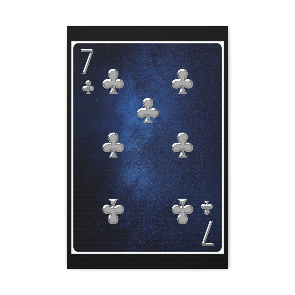 Seven Of Clubs Space Background Playing Card Canvas Wall Art for Home Decor Ready-to-Hang-Express Your Love Gifts