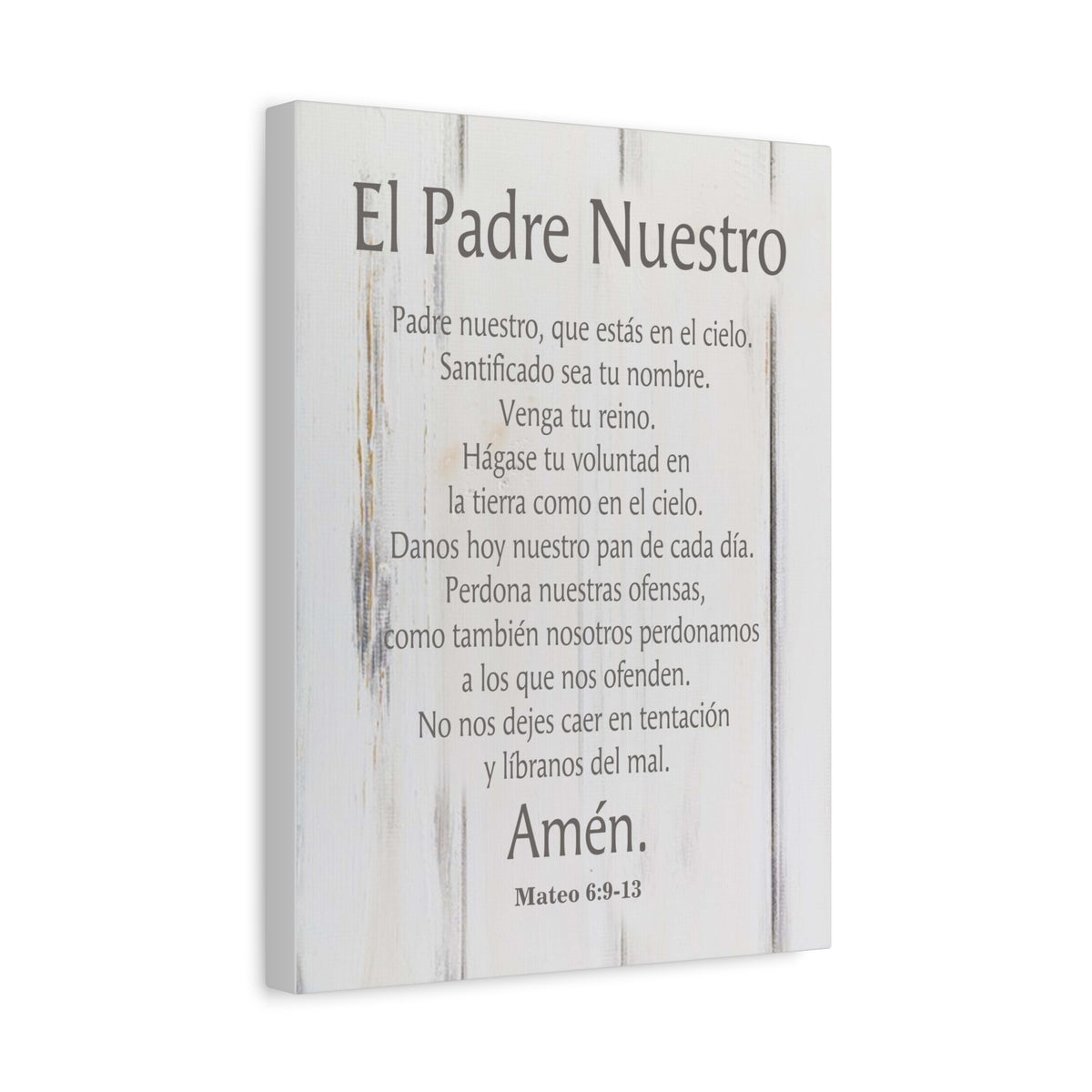 Scripture Canvas Lords Prayer Spanish El Padre Nuestro White Wood Christian Wall Art Print Ready to Hang-Express Your Love Gifts