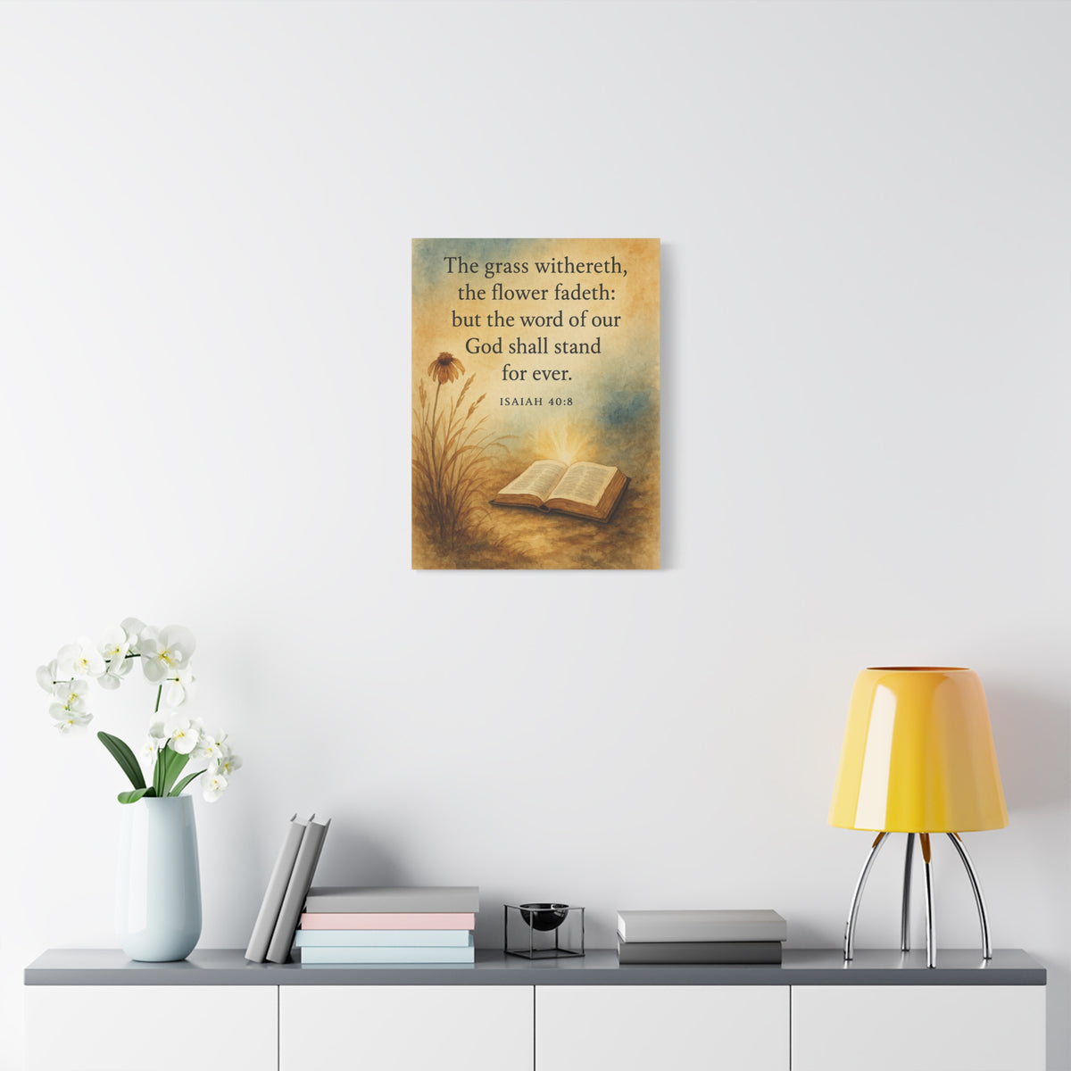 Bible Verse Canvas Isaiah 40:8 Christian Home Décor Wall Art Scripture Ready to Hang Faith Print-Express Your Love Gifts