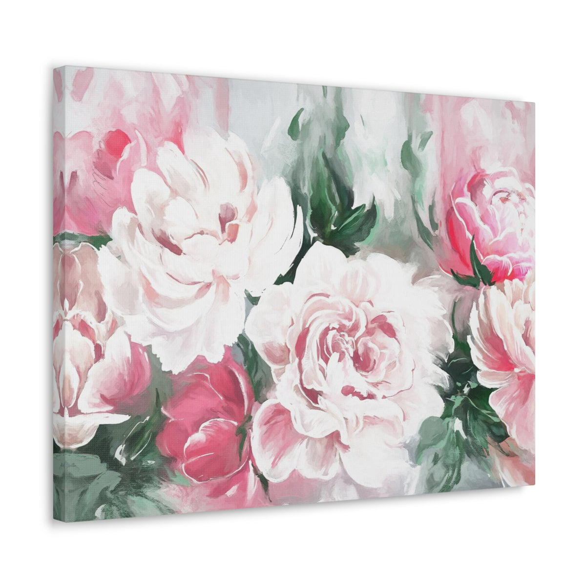 Pink And White Flower Rose And Peonies Flower Canvas Wall Art for Home Decor Ready-to-Hang-Express Your Love Gifts