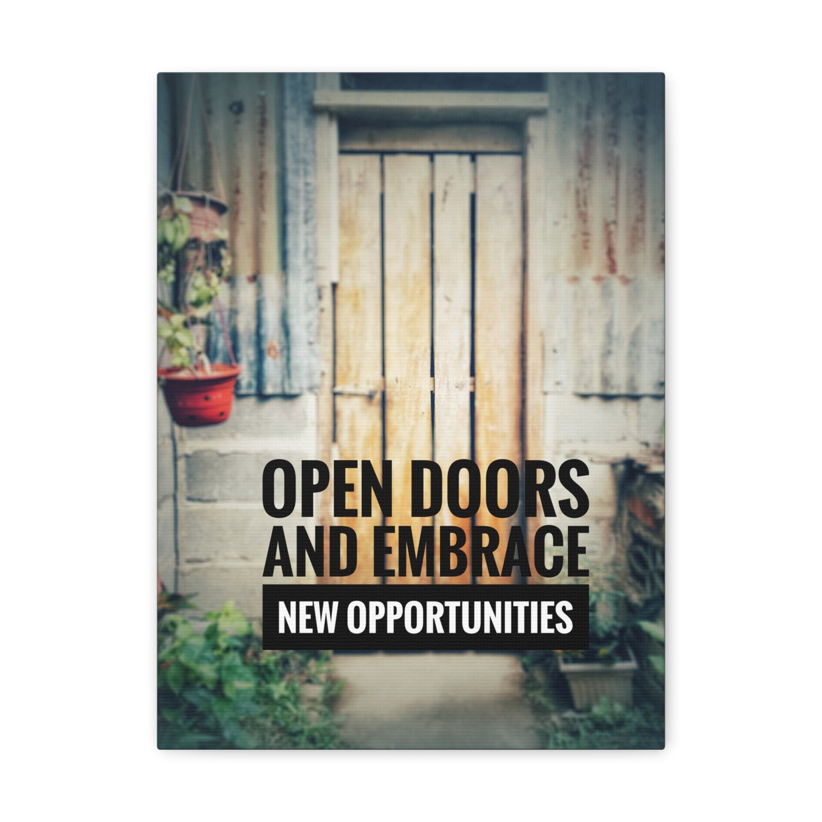 Inspirational Quote Canvas Open Doors and Embrace Motivational Print Ready to Hang Artwork-Express Your Love Gifts