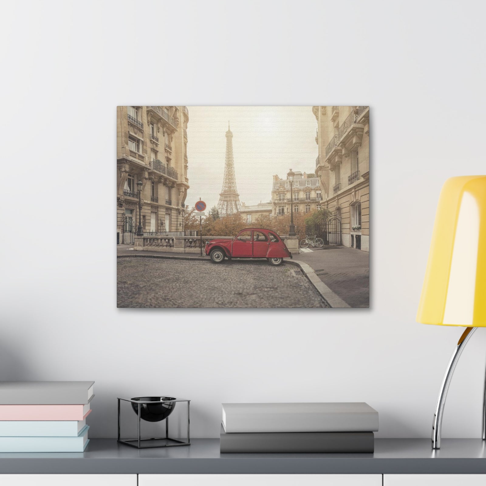 Eiffel Tower Retro Bike Paris Sunset Skyline Canvas Artwork High-Quality Breathtaking Stunning Cityscape Home Decor Ready to Hang-Express Your Love Gifts