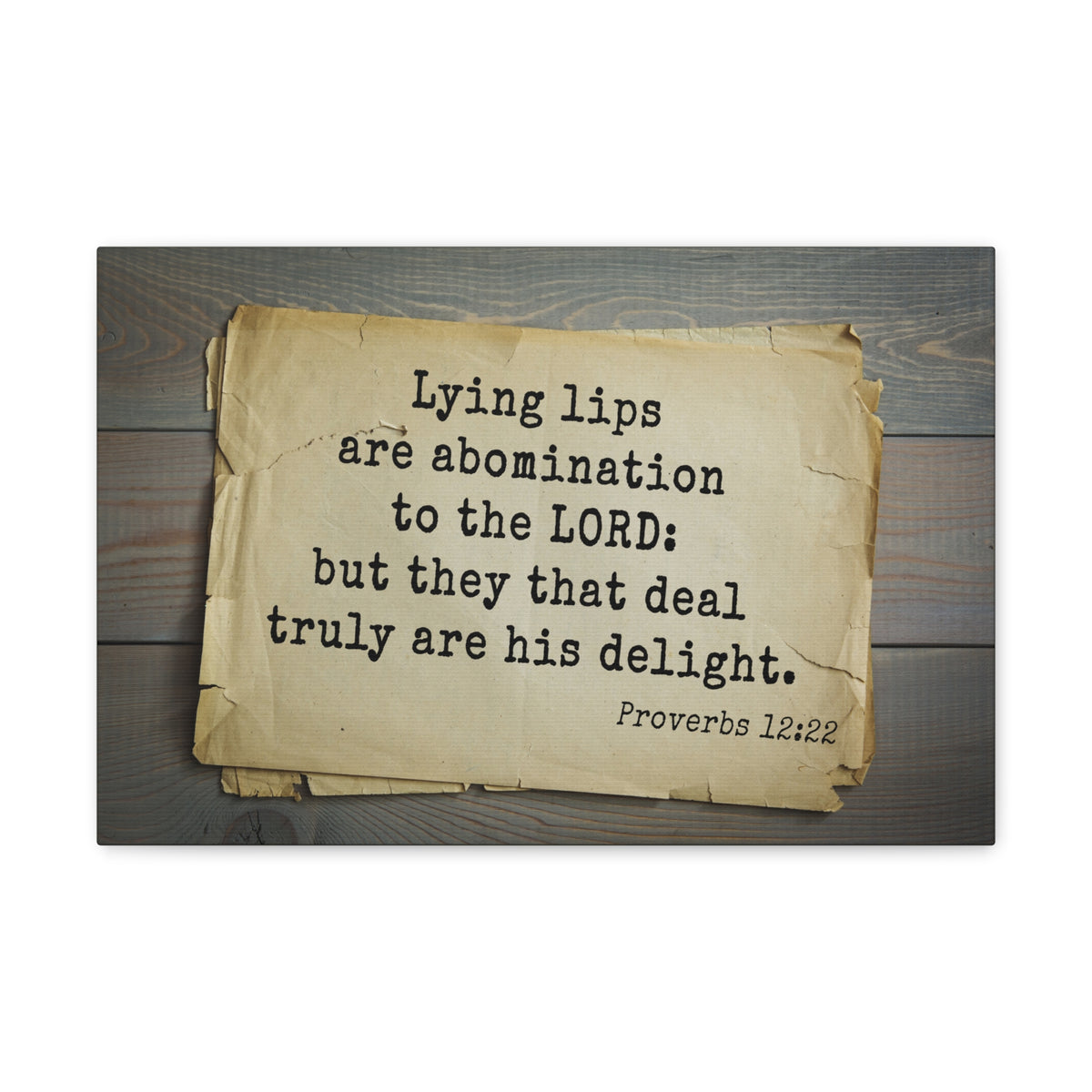 Scripture Canvas His Delight Proverbs 12:22 Christian Wall Art Bible Verse Print Ready to Hang-Express Your Love Gifts