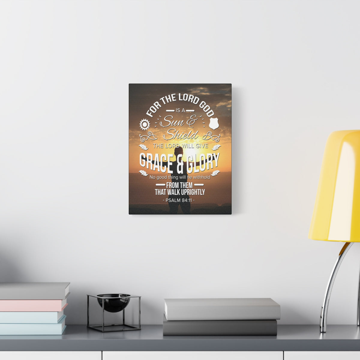 Scripture Canvas Grace And Glory Psalm 84:11 Christian Wall Art Bible Verse Print Ready to Hang-Express Your Love Gifts