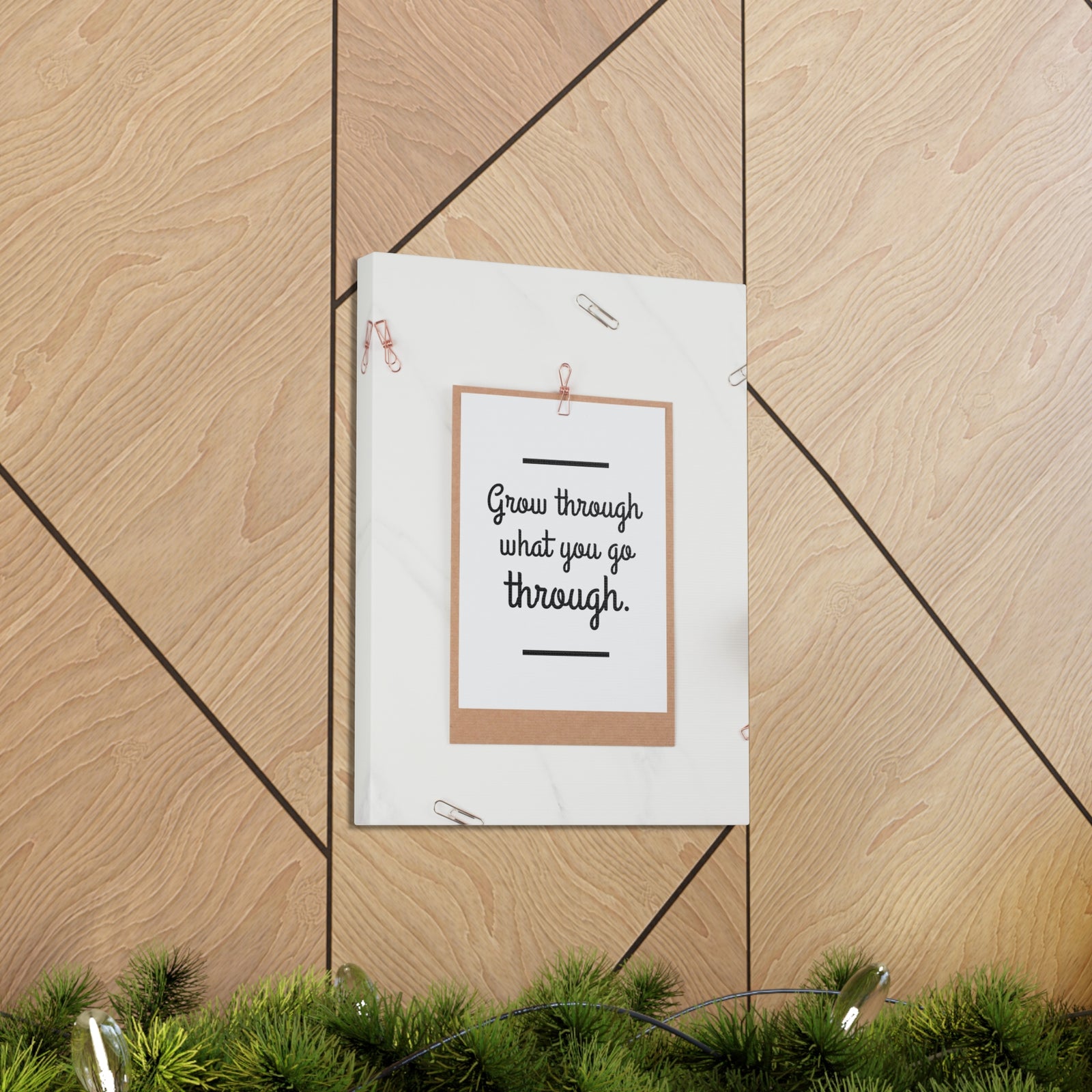 Inspirational Quote Canvas Grow Through What You Go Through Motivational Print Ready to Hang Artwork-Express Your Love Gifts