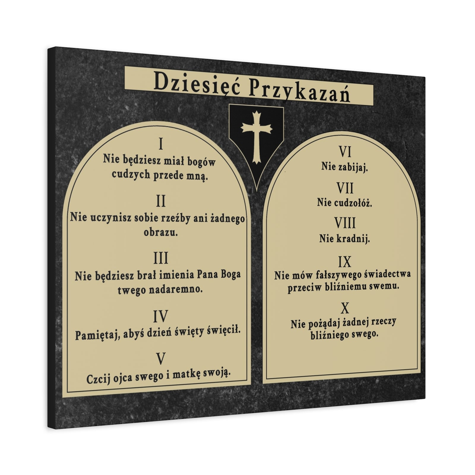 Scripture Walls Dziesięć Przykazań Ten Commandments Polish Bible Verse Canvas Christian Wall Art Ready to Hang Unframed-Express Your Love Gifts
