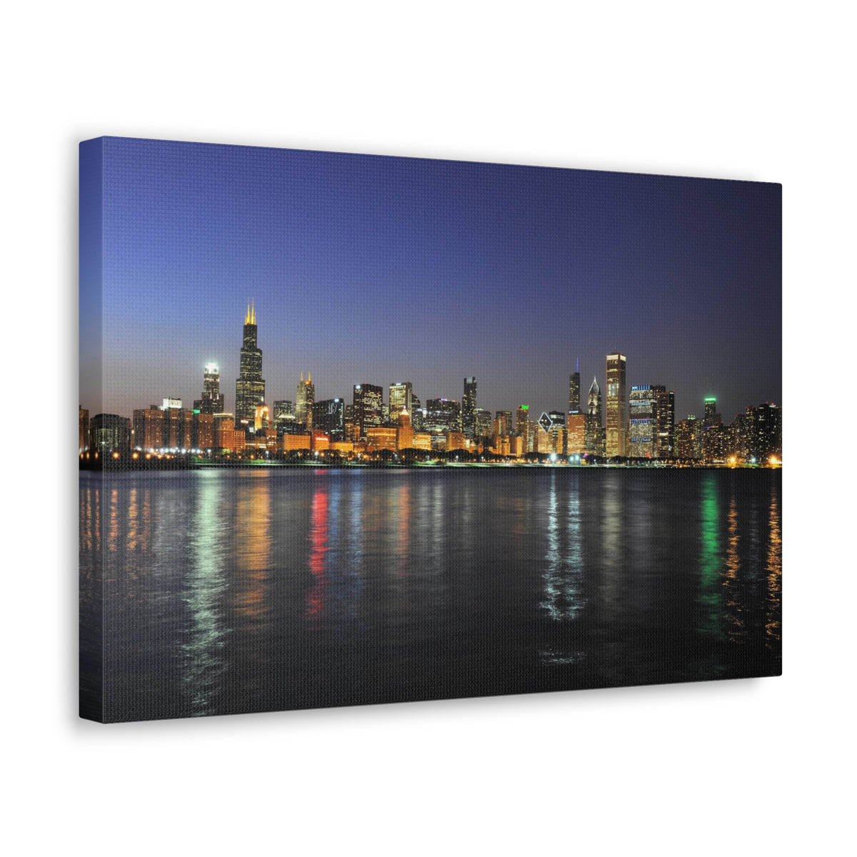 Chicago Night Skyline Canvas Artwork High-Quality Breathtaking Stunning Cityscape for Home Decor Ready to Hang-Express Your Love Gifts