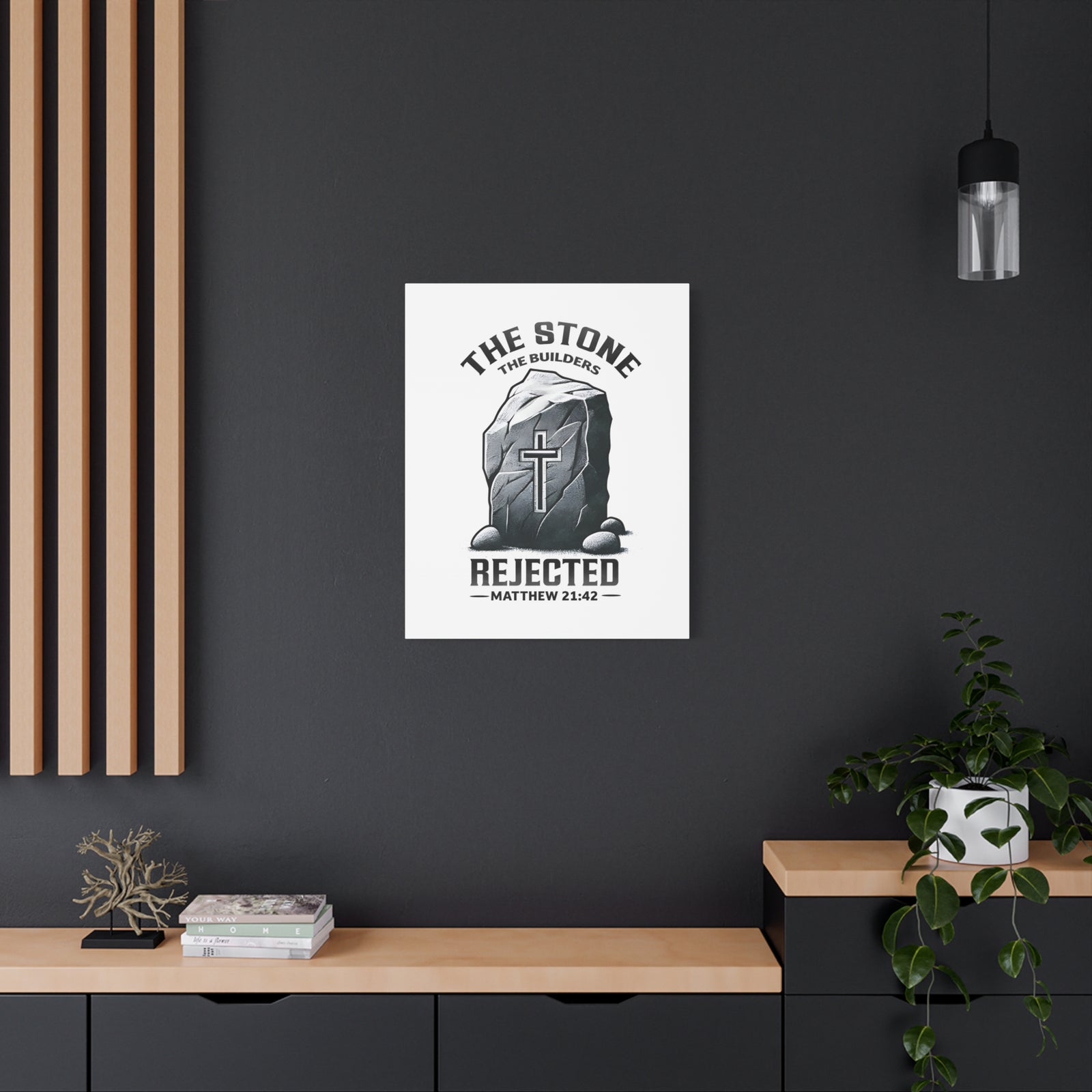 Scripture Walls Matthew 21:42 Rejected Bible Verse Canvas Christian Wall Art Ready to Hang Unframed-Express Your Love Gifts