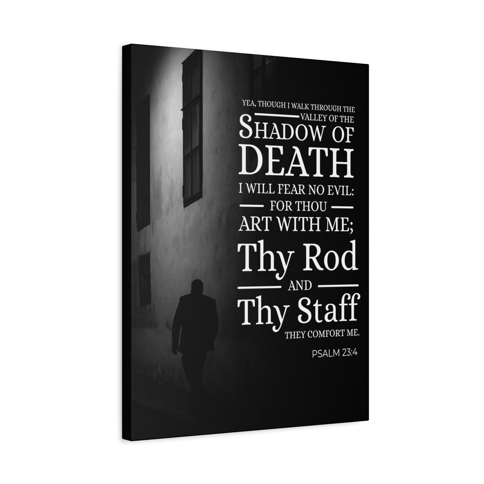 Scripture Canvas Shadow of Death Psalm 23:4 Christian Wall Art Bible Verse Print Ready to Hang-Express Your Love Gifts