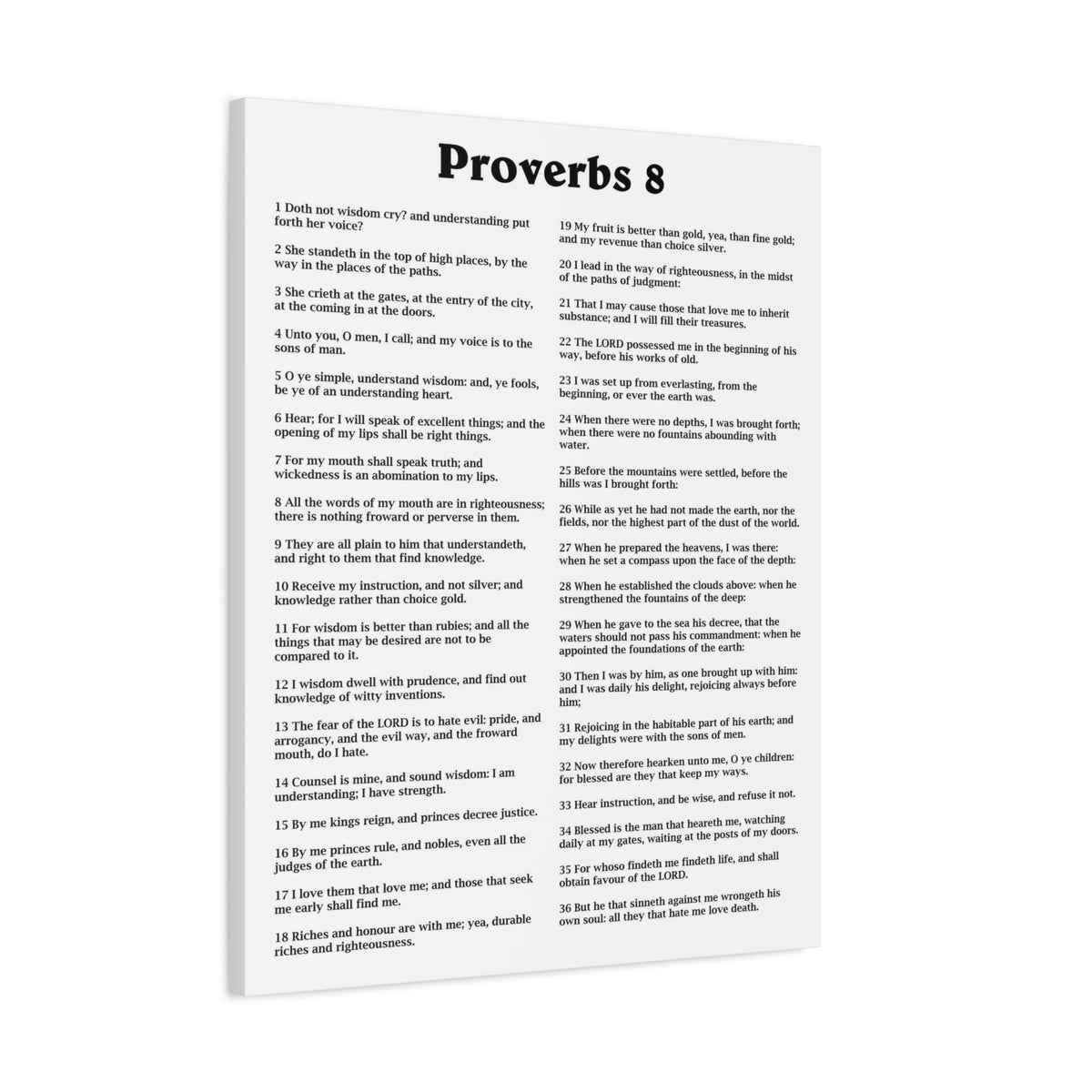 Scripture Walls Proverbs Chapter 8 White Bible Canvas Christian Wall Art Ready to Hang Unframed-Express Your Love Gifts