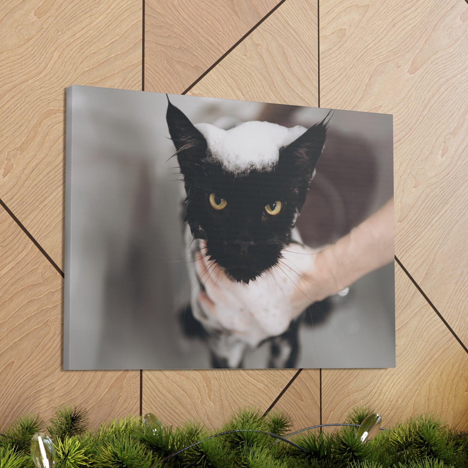Cute Main Coon Bathee Canvas Wall Art for Home Decor Ready-to-Hang-Express Your Love Gifts