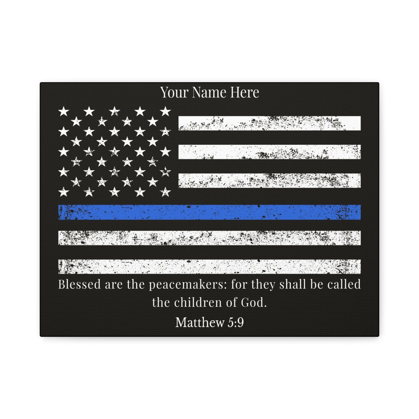 Scripture Walls Personalized Matthew 5:9 Police Officer Badge Bible Canvas Christian Wall Art Ready to Hang Unframed-Express Your Love Gifts