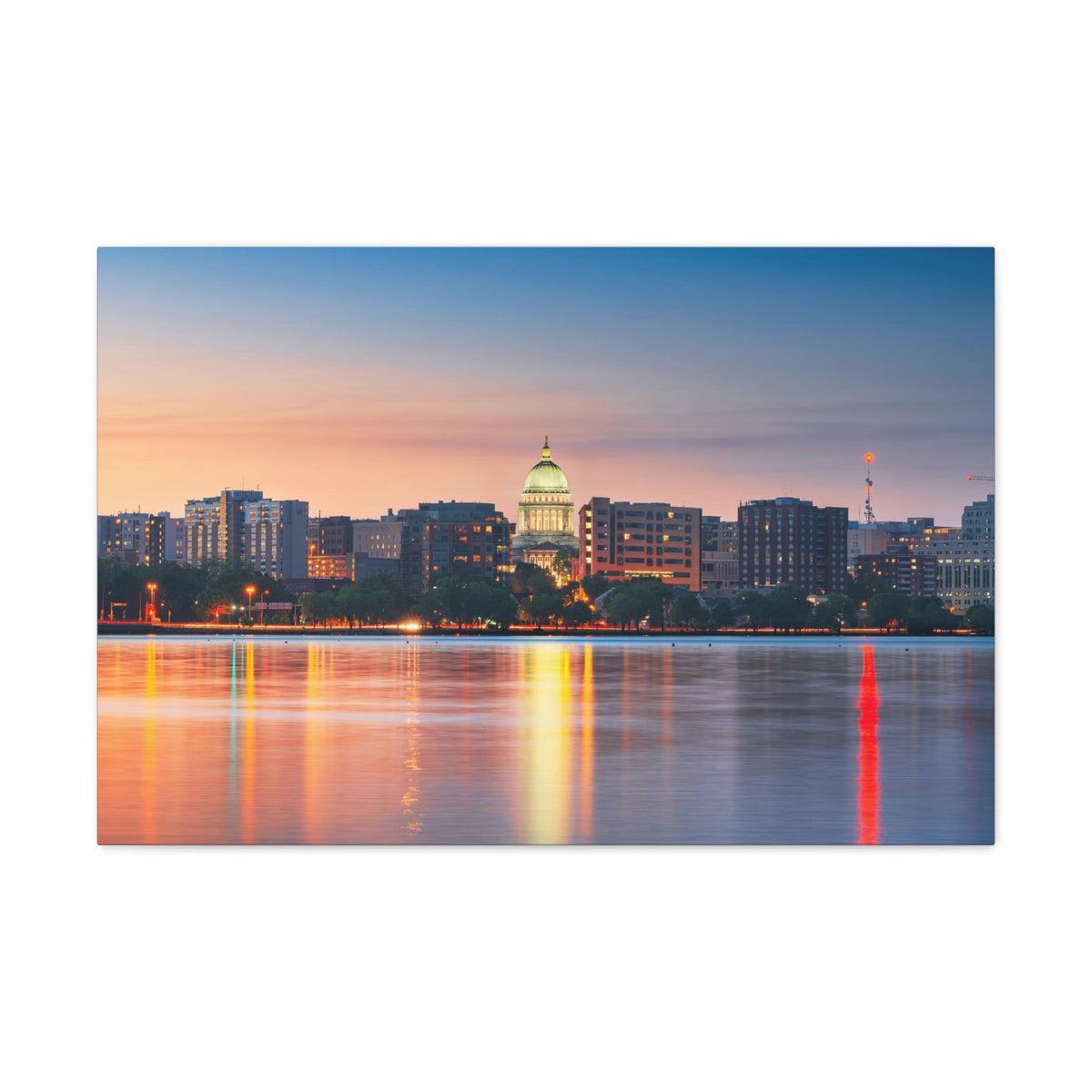 Madison Night Skyline Canvas Artwork High-Quality Breathtaking Stunning Cityscape for Home Decor Ready to Hang-Express Your Love Gifts