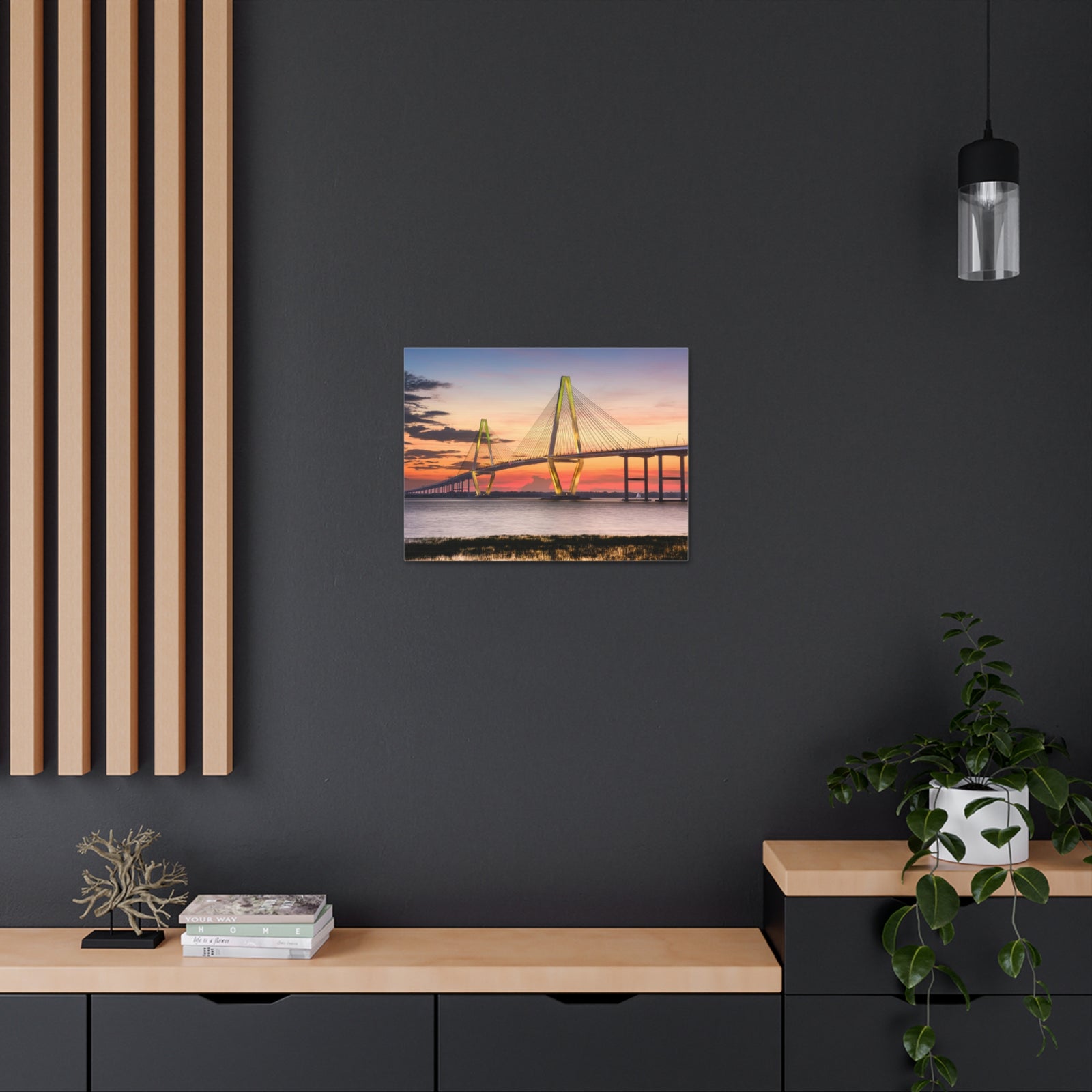 Jr Cooper River Bridge Charleston South Carolina Nature Wilderness Photography Canvas Wall Art for Home Decor Ready-to-Hang-Express Your Love Gifts