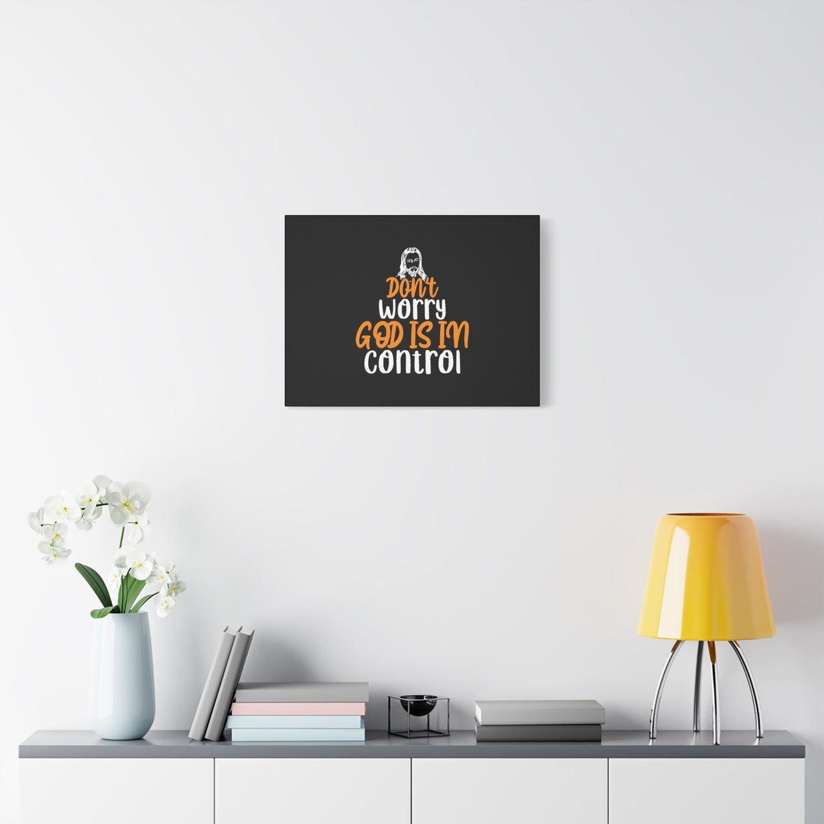 Scripture Canvas God Is In Control Psalm 118:6 Black Christian Wall Art Bible Verse Print Ready to Hang-Express Your Love Gifts