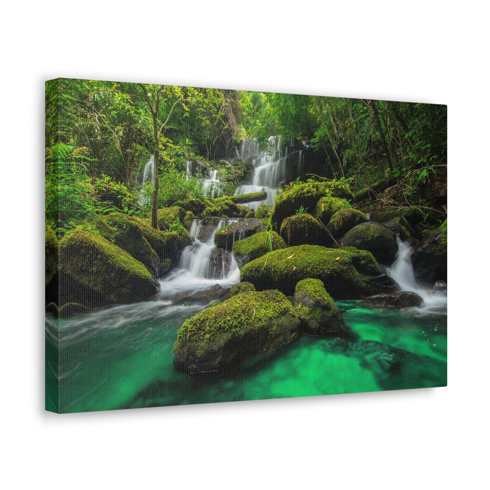 Jungle Waterfall In Thailand Modern Multicolor Scenic Nature Photography Canvas Home Office Decor Ready to Hang-Express Your Love Gifts