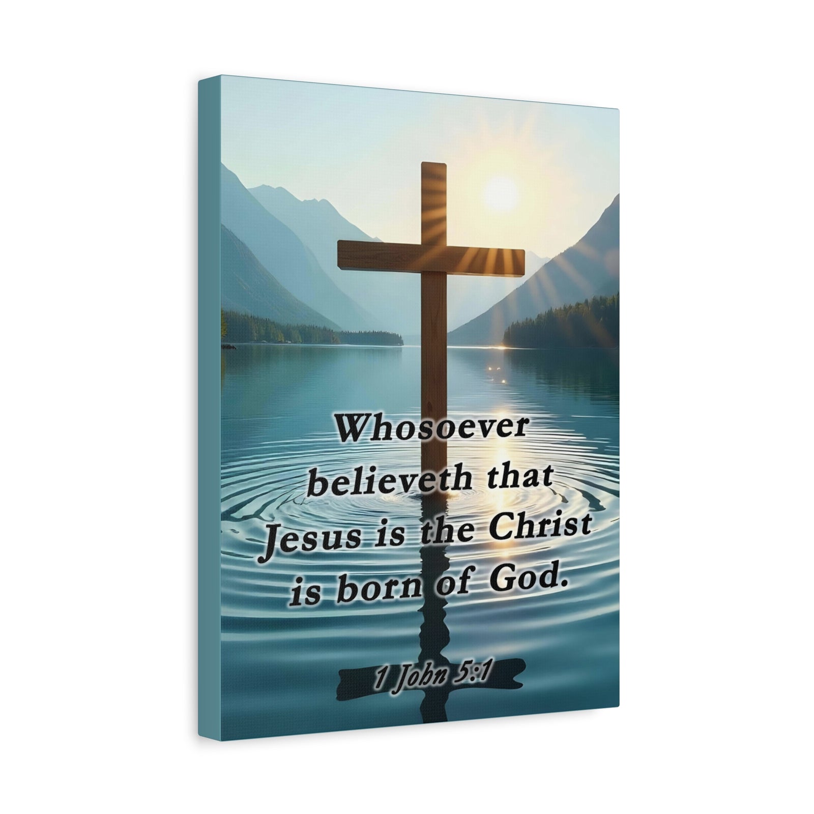 Scripture Walls 1 John 5:1 Jesus is The Christ Bible Verse Canvas Christian Wall Art Ready to Hang Unframed-Express Your Love Gifts