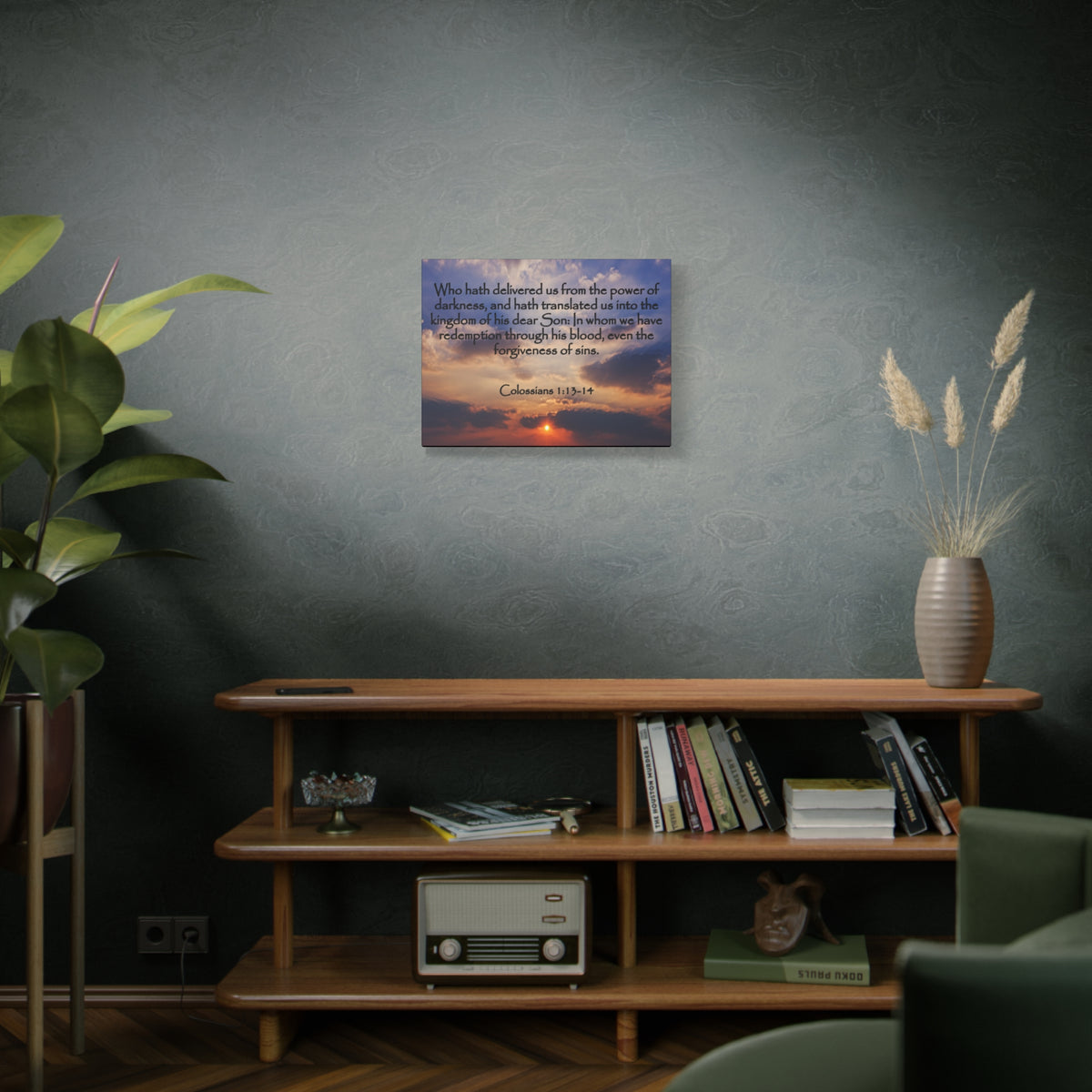 Bible Verse Canvas Into The Kingdom of His Dear Son Colossians 1:13-14 Christian Home Décor Wall Art Scripture Ready to Hang Faith Print-Express Your Love Gifts