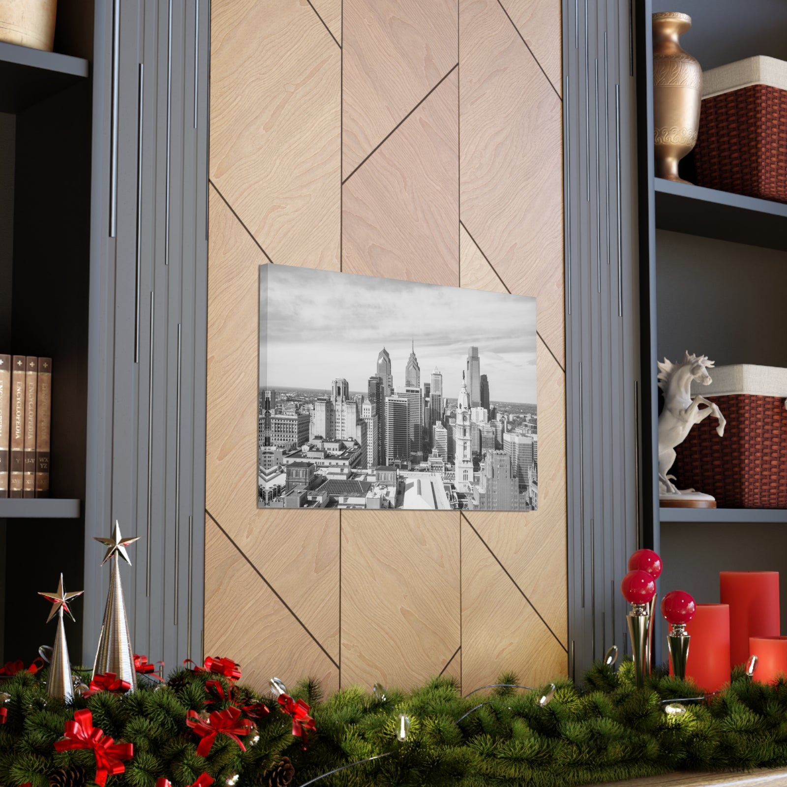 Philadelphia Black And White Skyline Canvas Artwork High-Quality Breathtaking Stunning Cityscape for Home Decor Ready to Hang-Express Your Love Gifts