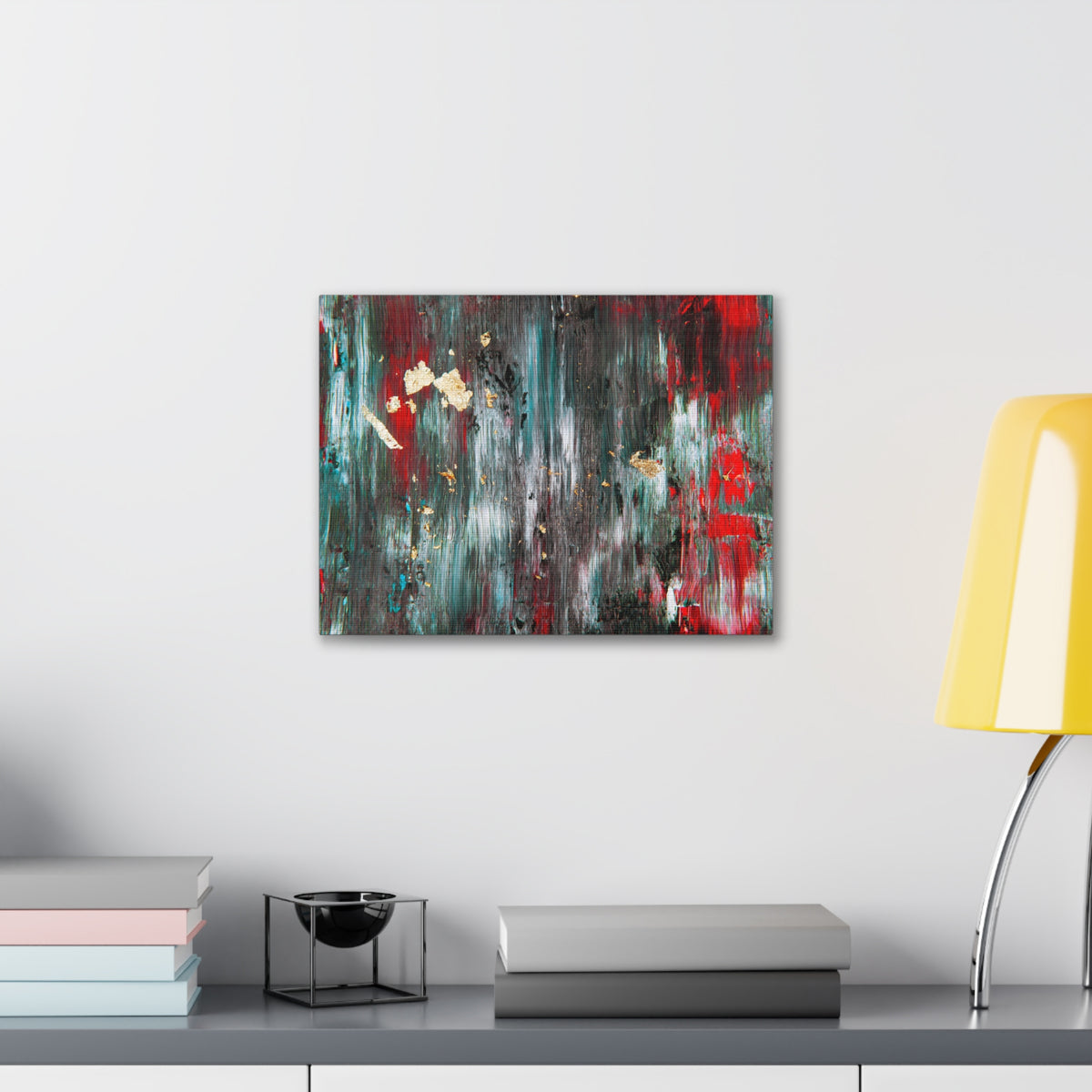 Abstract Art Gold Textured White Red Black Brushstrokes Painting Canvas Wall Art for Home Decor Ready-to-Hang-Express Your Love Gifts