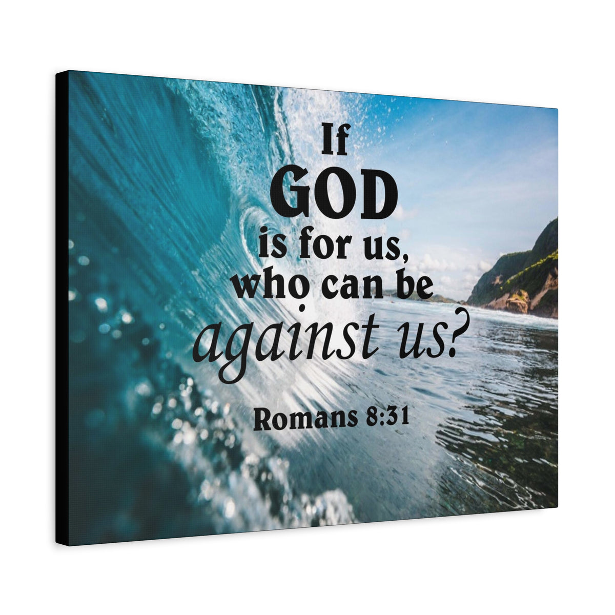 Scripture Canvas Fearless Romans 8:31Christian Wall Art Bible Verse Print Ready to Hang-Express Your Love Gifts