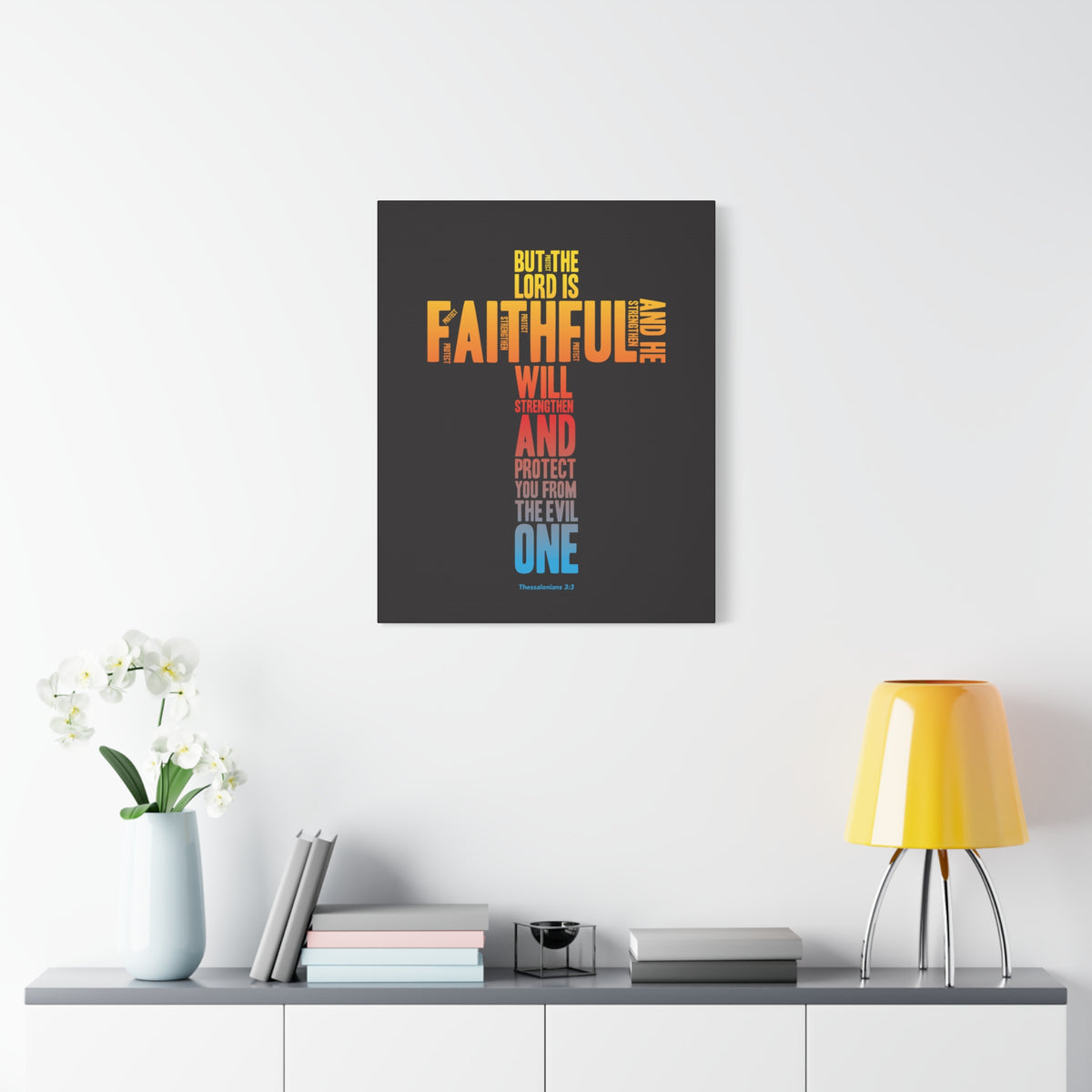 Scripture Canvas Protect You From Evil Thessalonian 3:3 Christian Wall Art Bible Verse Print Ready to Hang-Express Your Love Gifts