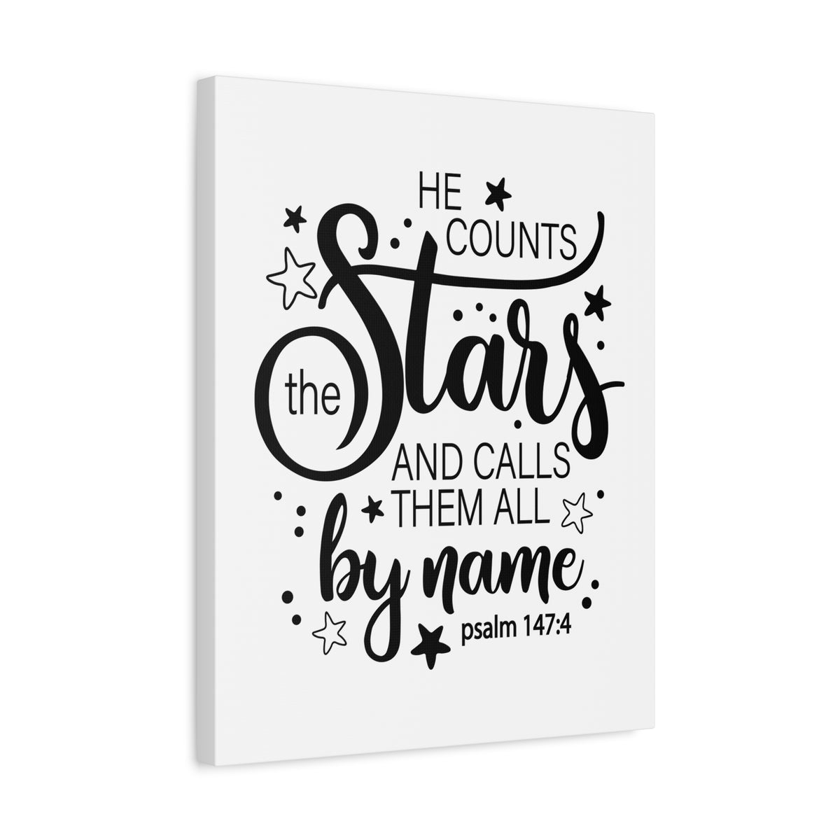 Scripture Canvas He Counts The Stars Psalm 147:4 Christian Wall Art Bible Verse Print Ready To Hang-Express Your Love Gifts
