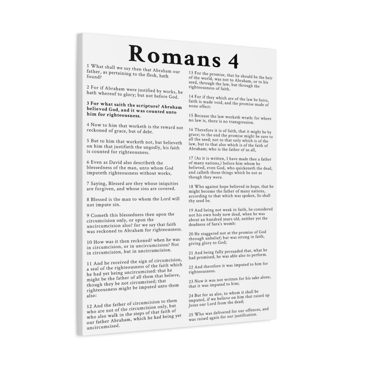 Scripture Walls Romans 4 Chapter White Bible Canvas Christian Wall Art Ready to Hang Unframed-Express Your Love Gifts