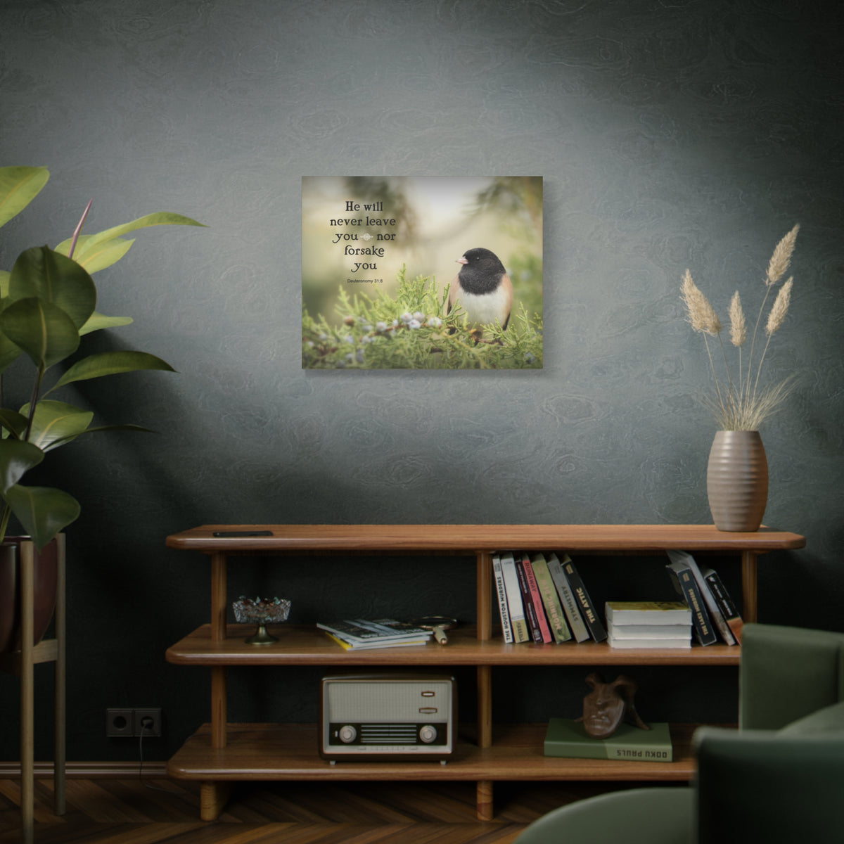 Scripture Canvas Never Forsake Deuteronomy 31:8 Christian Wall Art Bible Verse Print Ready to Hang-Express Your Love Gifts