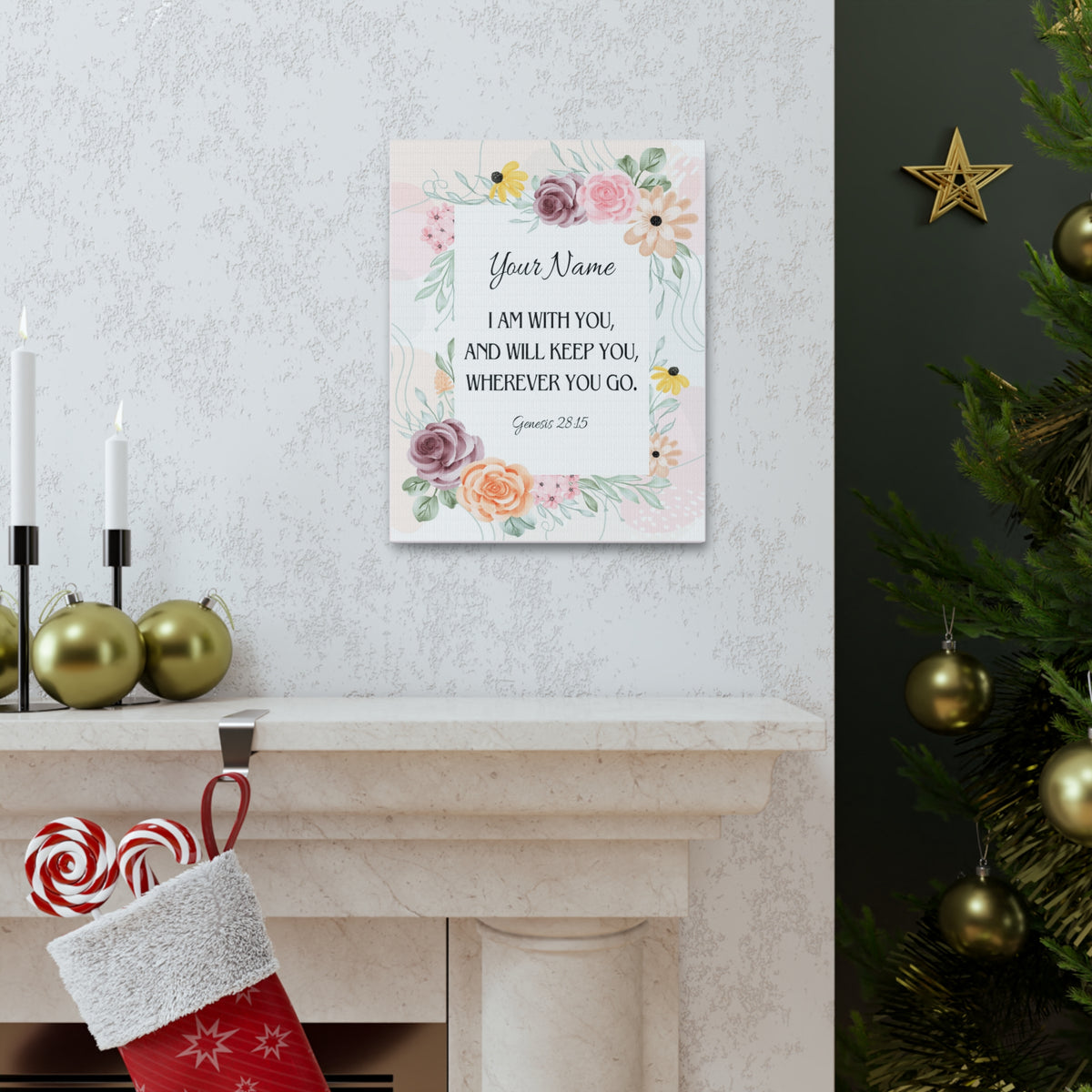 Scripture Walls Personalized Genesis 28:15 I Am With You Bible Chapter Canvas Christian Wall Art Ready to Hang-Express Your Love Gifts