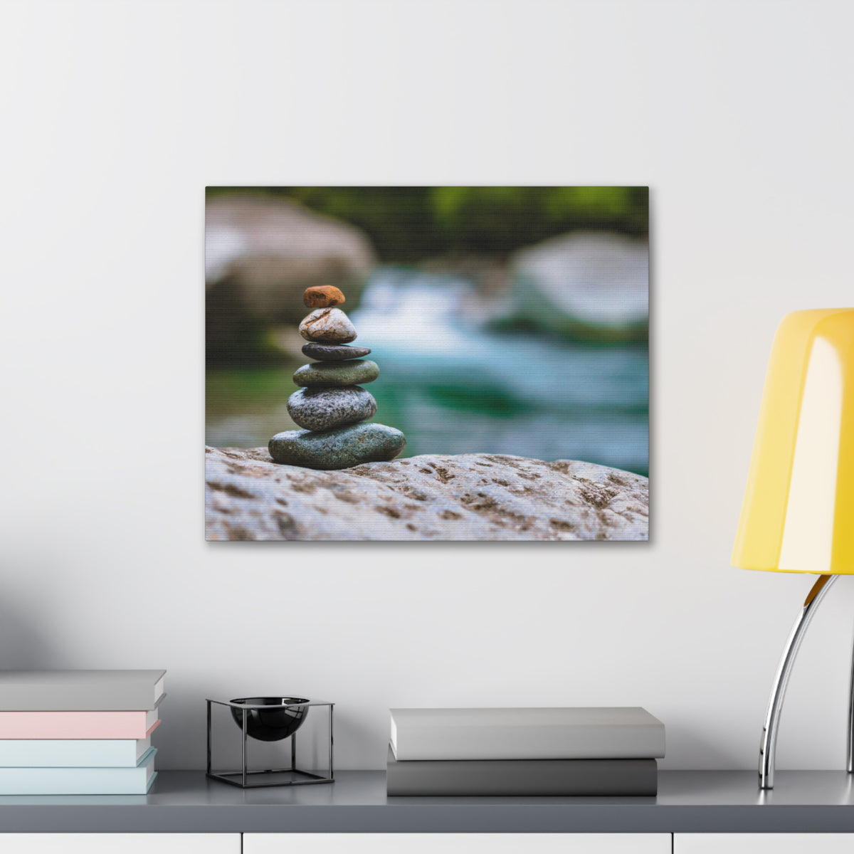 Rocks Stacked in Balance Forest Floral Nature Photography Canvas Wall Art for Home Decor Ready-to-Hang-Express Your Love Gifts