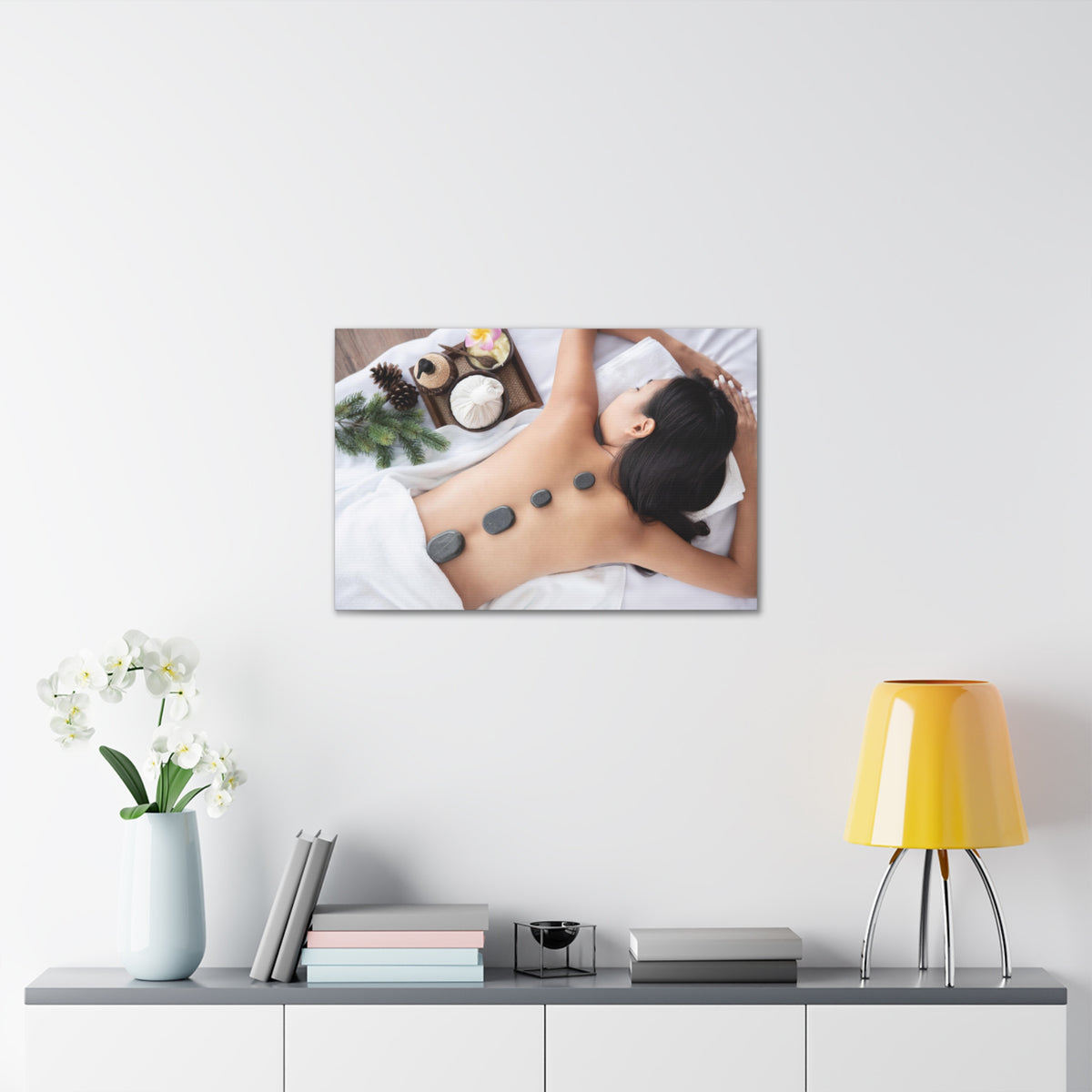 Rock Therapy Massage Forest Floral Nature Photography Canvas Wall Art for Home Decor Ready-to-Hang-Express Your Love Gifts