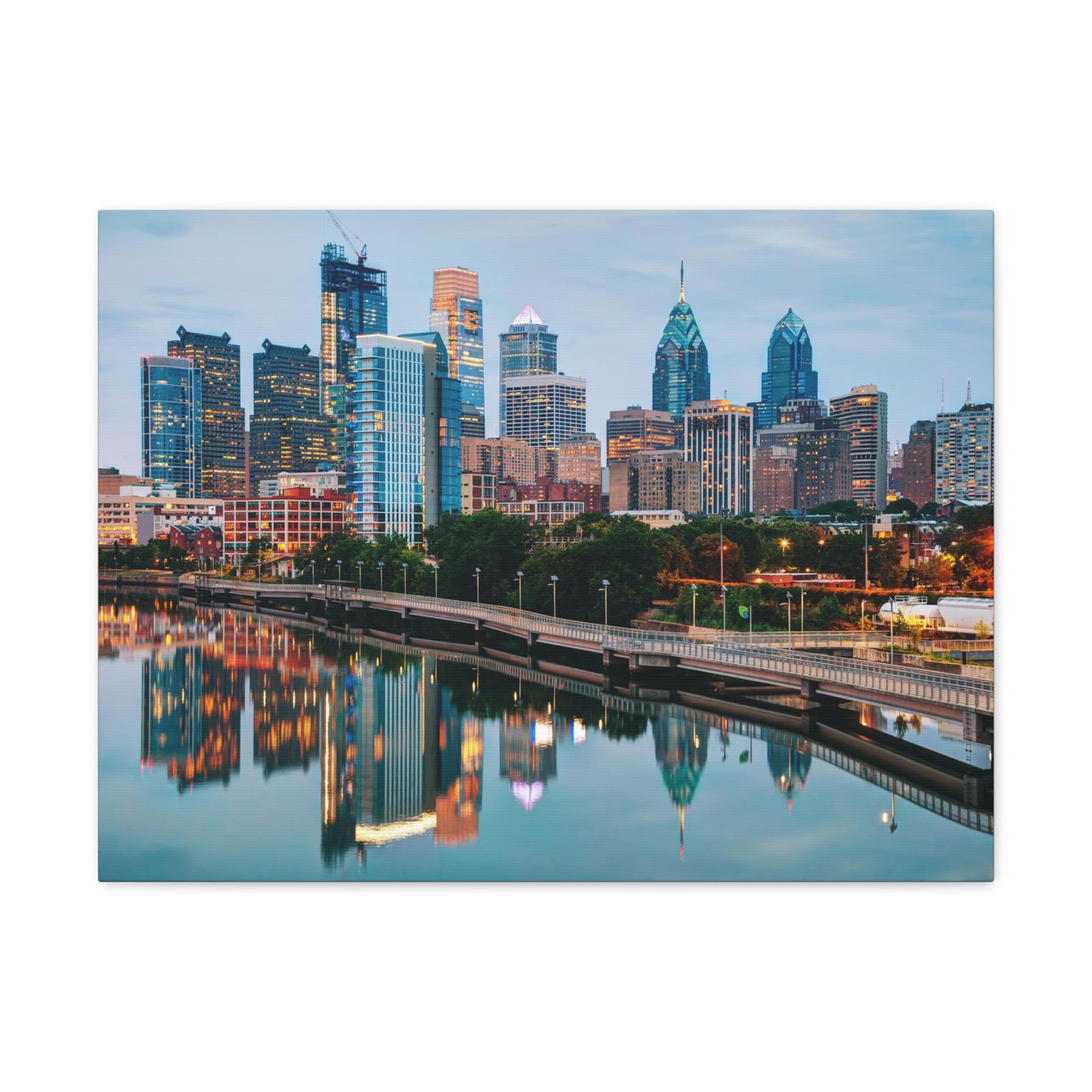 Philadelphia Daytime Skyline Canvas Artwork High-Quality Breathtaking Stunning Cityscape for Home Decor Ready to Hang-Express Your Love Gifts