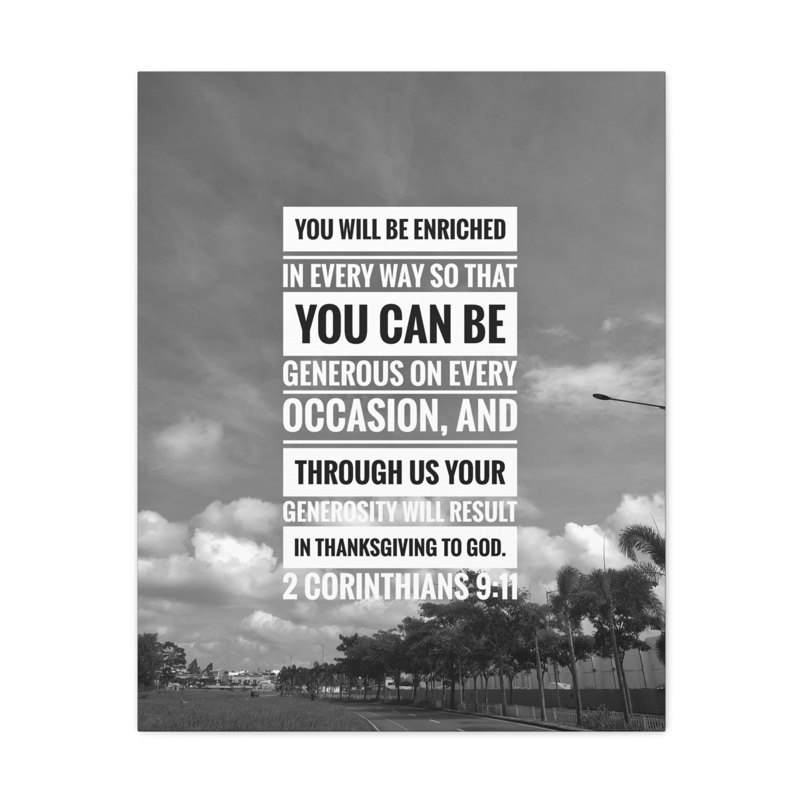 Scripture Canvas You Will Be Enriched 2 Corinthians 9:11 Christian Wall Art Bible Verse Print Ready to Hang-Express Your Love Gifts