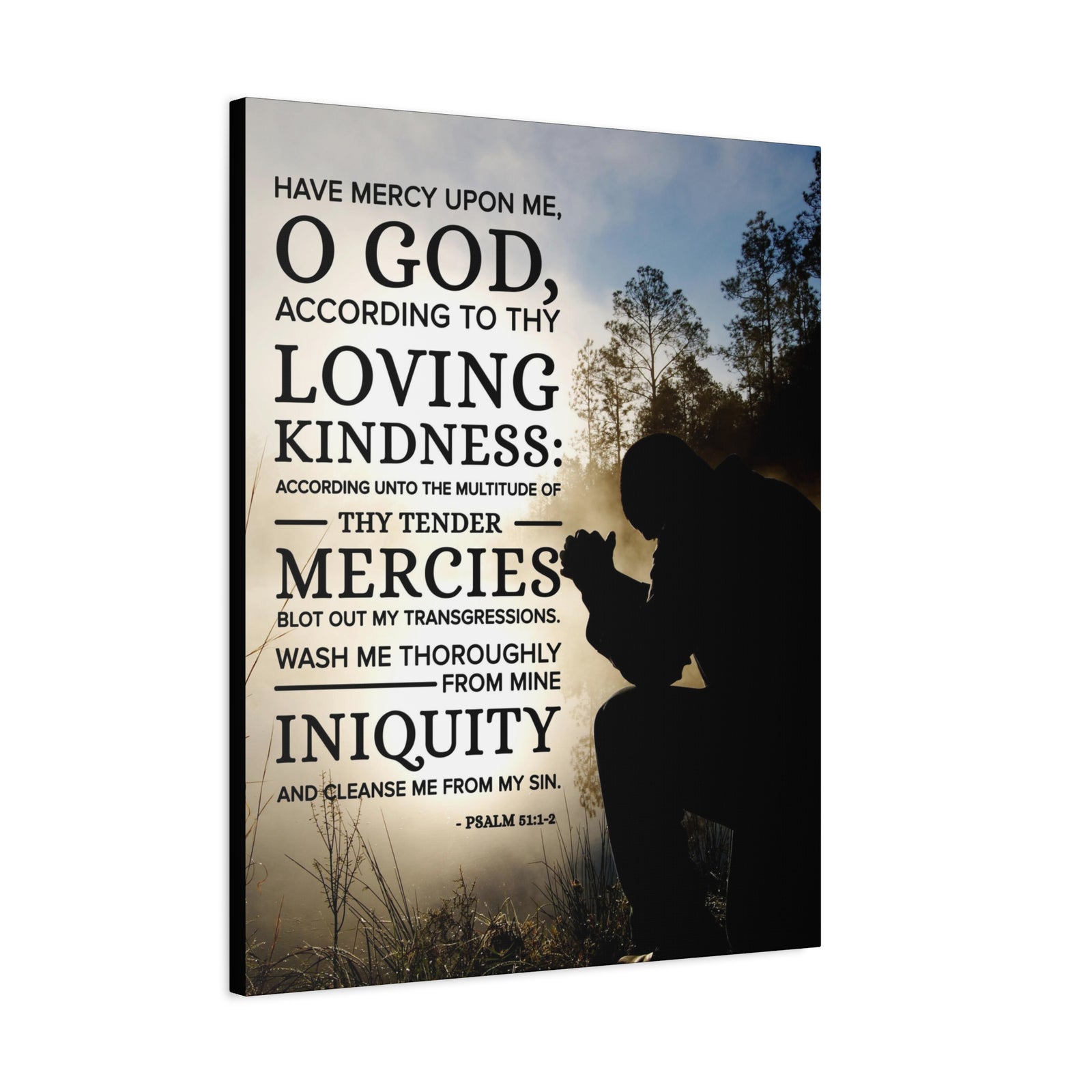 Scripture Canvas Have Mercy Upon Me Psalm 51:12 Christian Wall Art Bible Verse Print Ready to Hang-Express Your Love Gifts