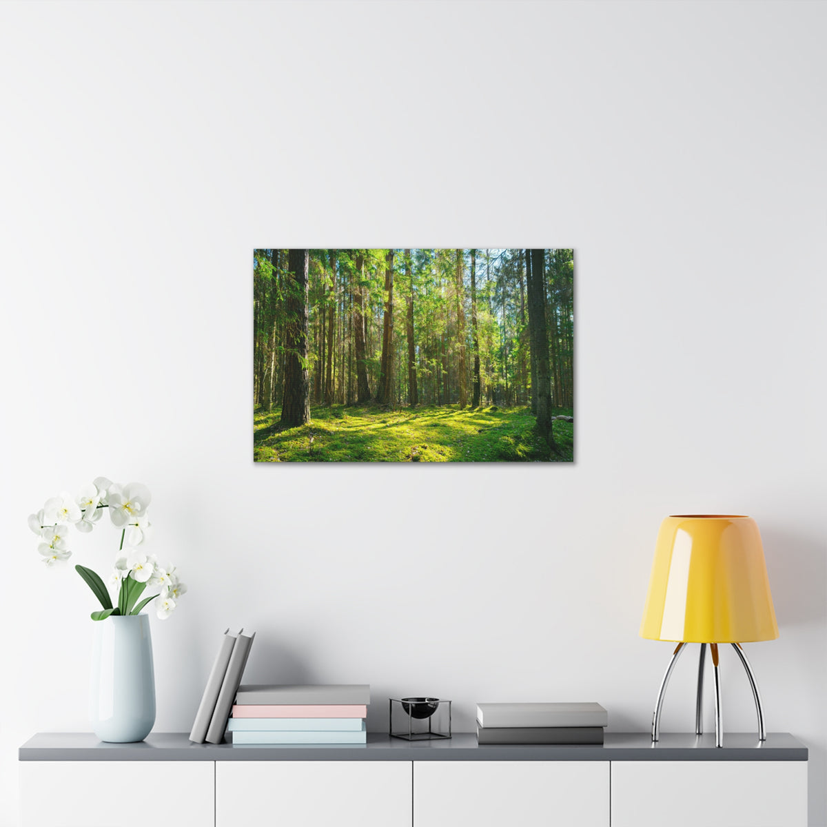 Sunlight Green Forest Tree Nature Wilderness Photography Canvas Wall Art for Home Decor Ready-to-Hang-Express Your Love Gifts