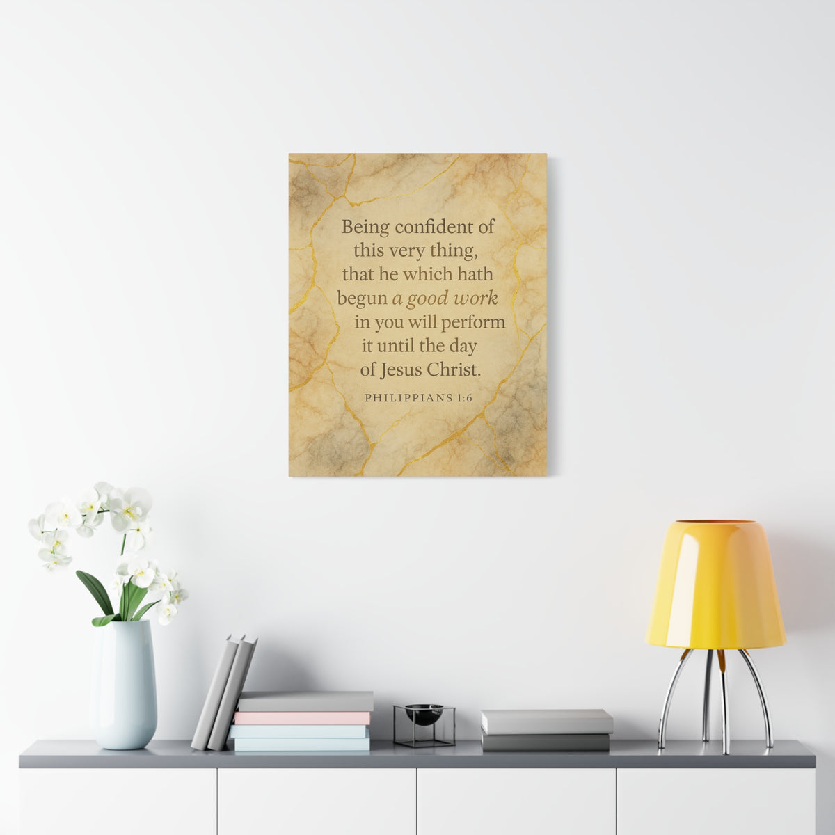 Bible Verse Canvas Philippians 1:6 Christian Home Décor Wall Art Scripture Ready to Hang Faith Print-Express Your Love Gifts
