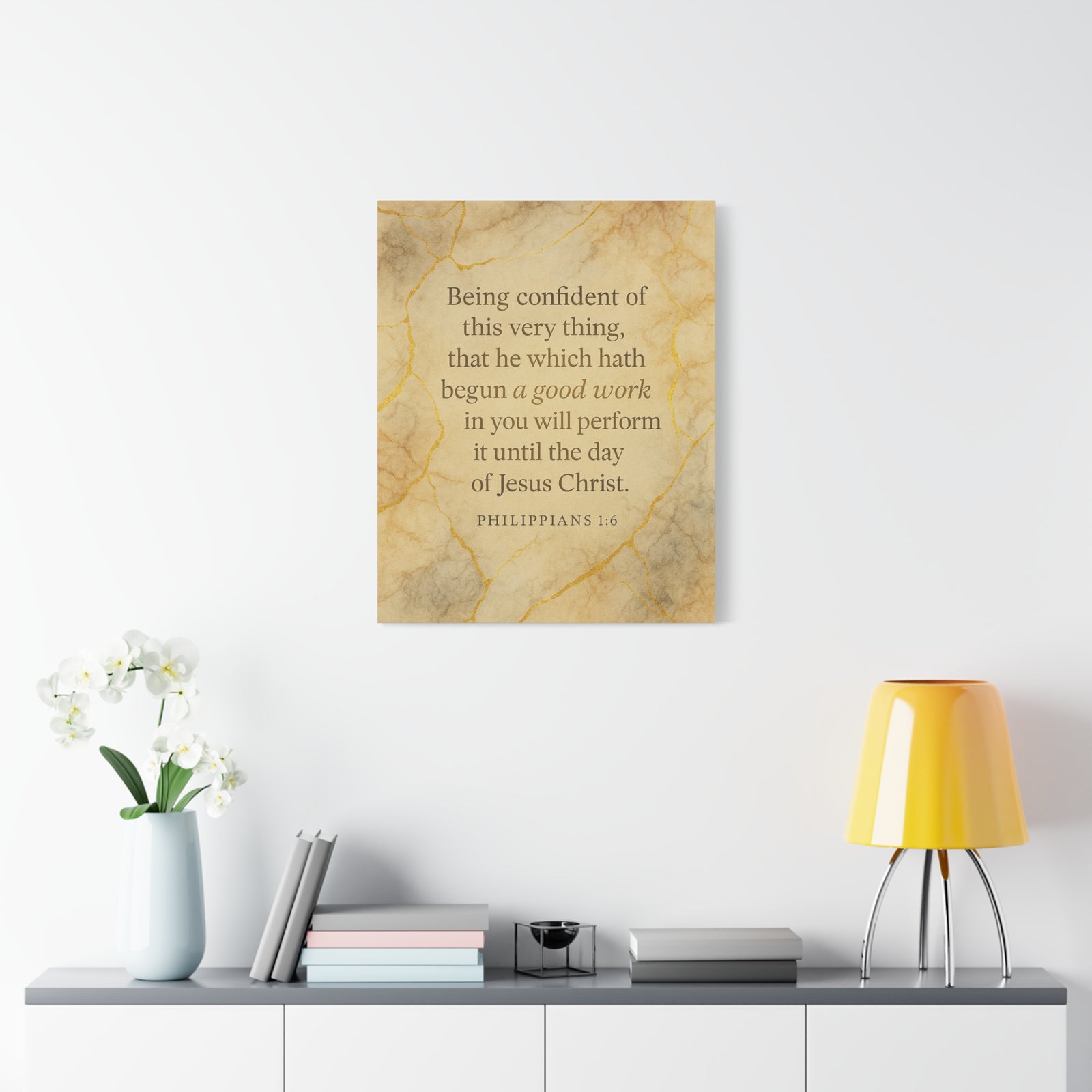 Bible Verse Canvas Philippians 1:6 Christian Home Décor Wall Art Scripture Ready to Hang Faith Print-Express Your Love Gifts