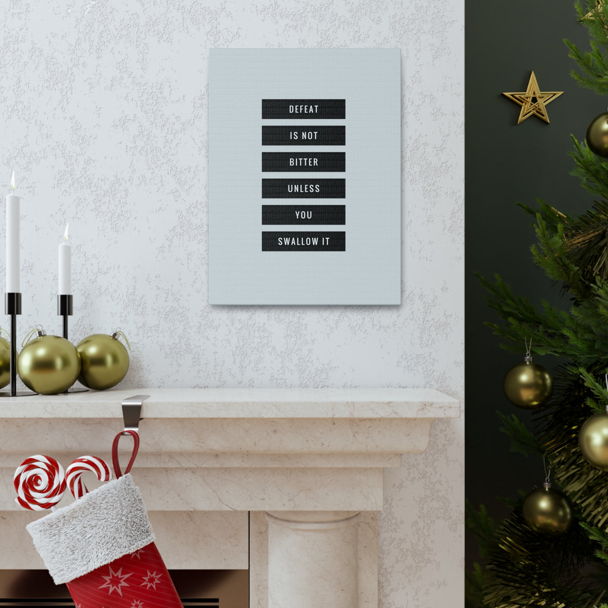 Inspirational Wall Art Defeat Is Not Bitter Motivation Wall Decor for Home Office Gym Inspiring Success Quote Print Ready to Hang-Express Your Love Gifts