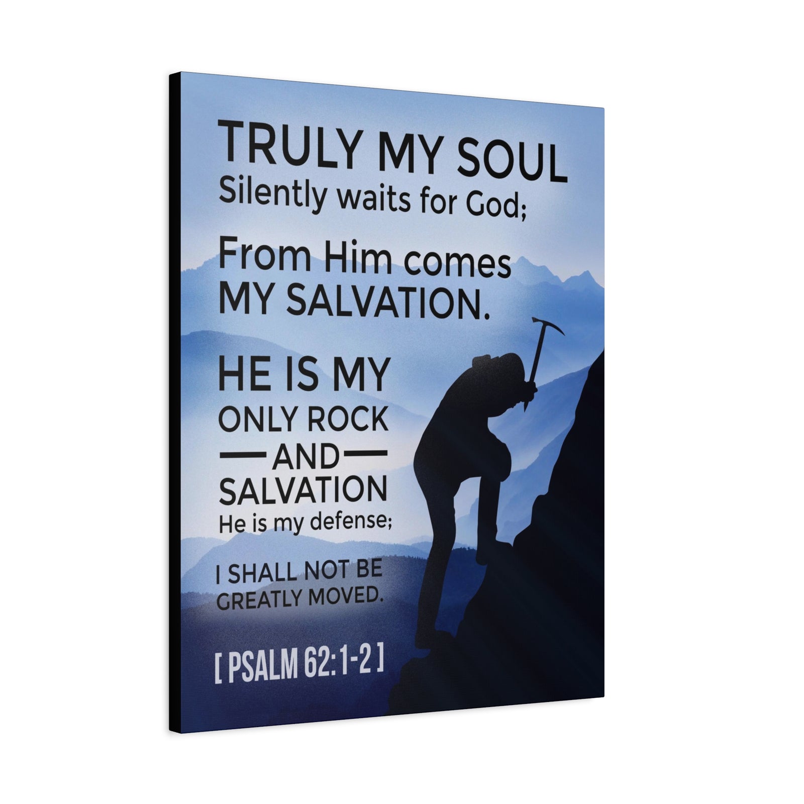 Scripture Canvas Rock And Salvation Psalm 62:1-2 Christian Wall Art Bible Verse Print Ready to Hang-Express Your Love Gifts