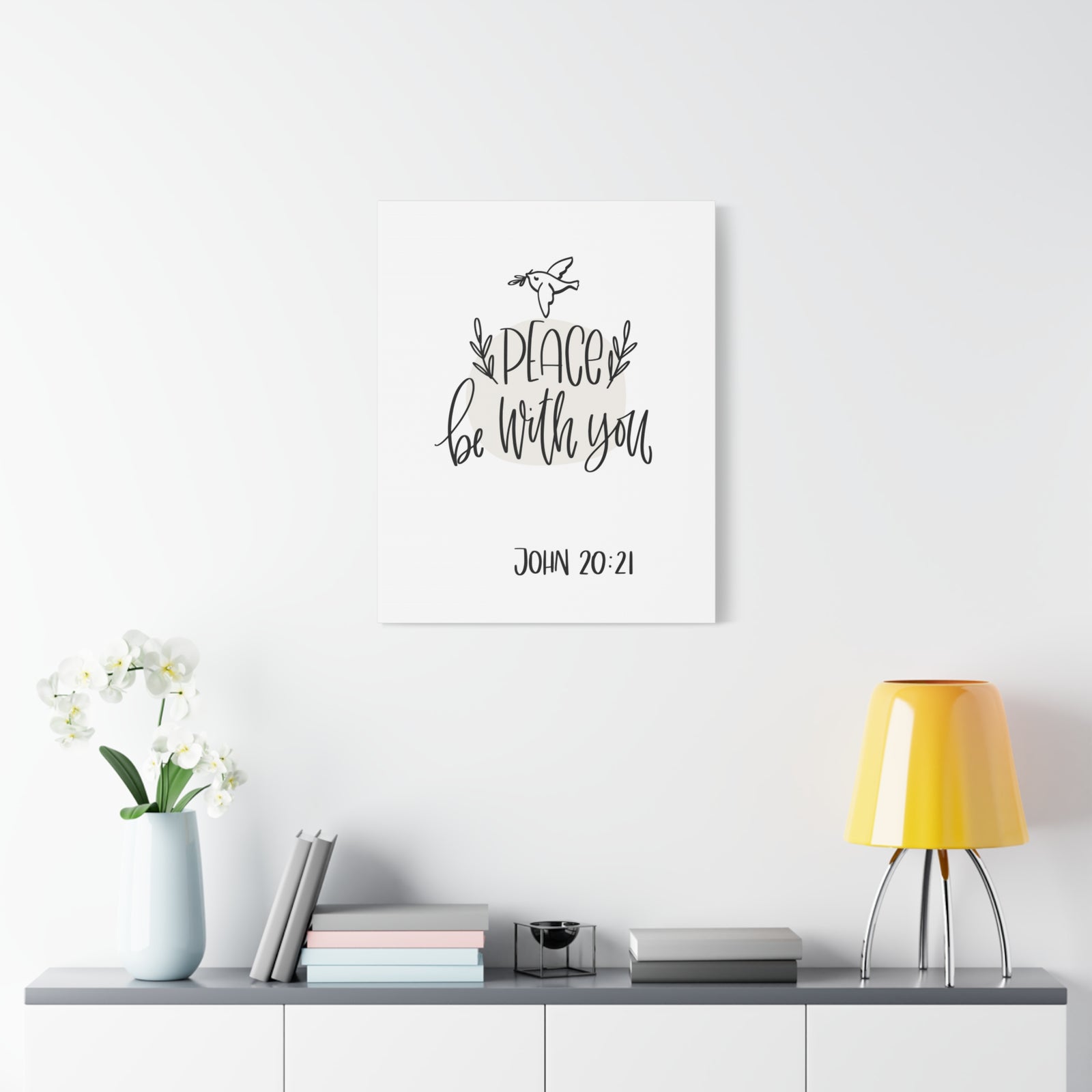 Scripture Canvas Peace Be With You John 20:21 Christian Wall Art Bible Verse Print Ready To Hang-Express Your Love Gifts