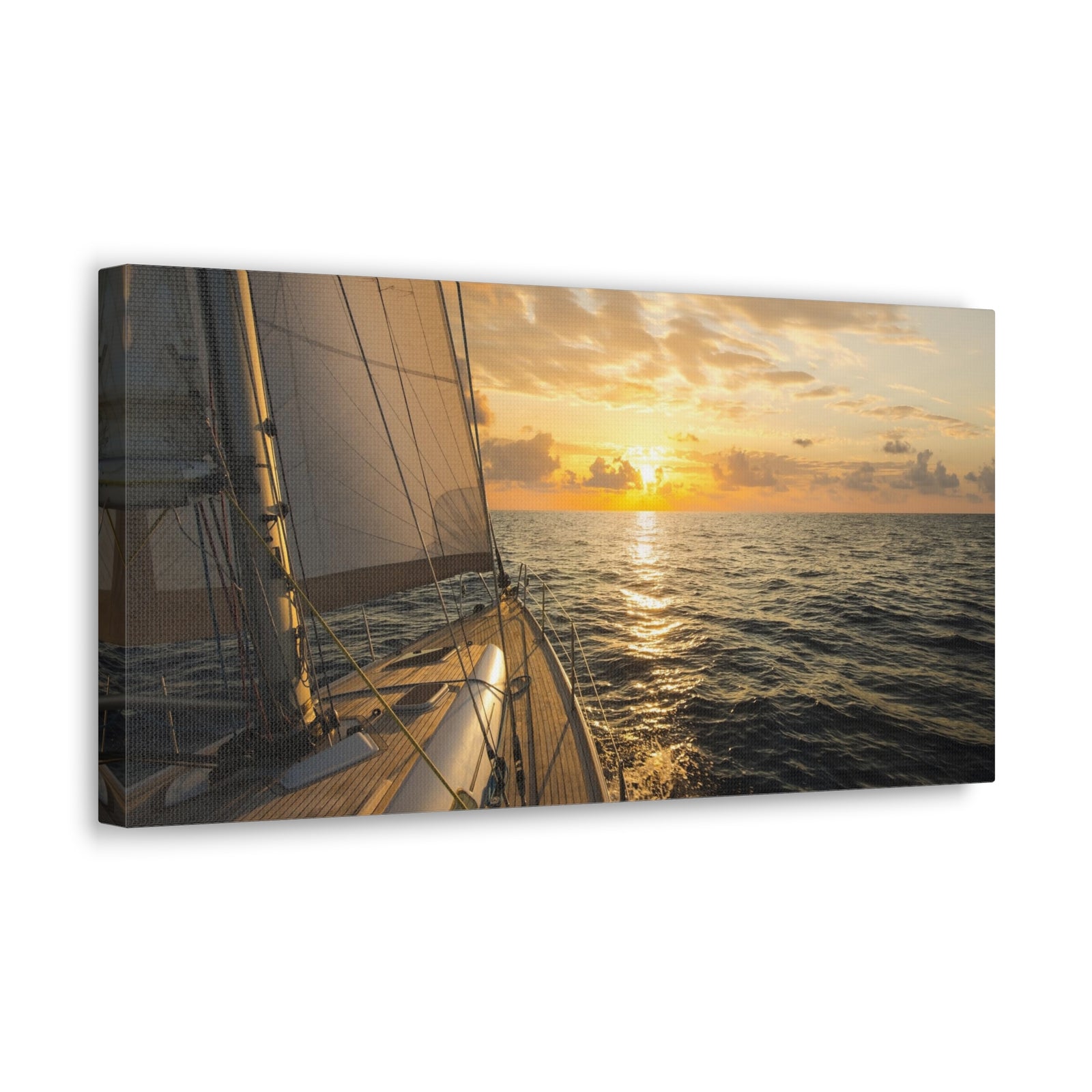 Sailboat Sailing In Mediterranean Sea At Sunset Ocean Canvas Wall Art for Home Decor Ready-to-Hang-Express Your Love Gifts