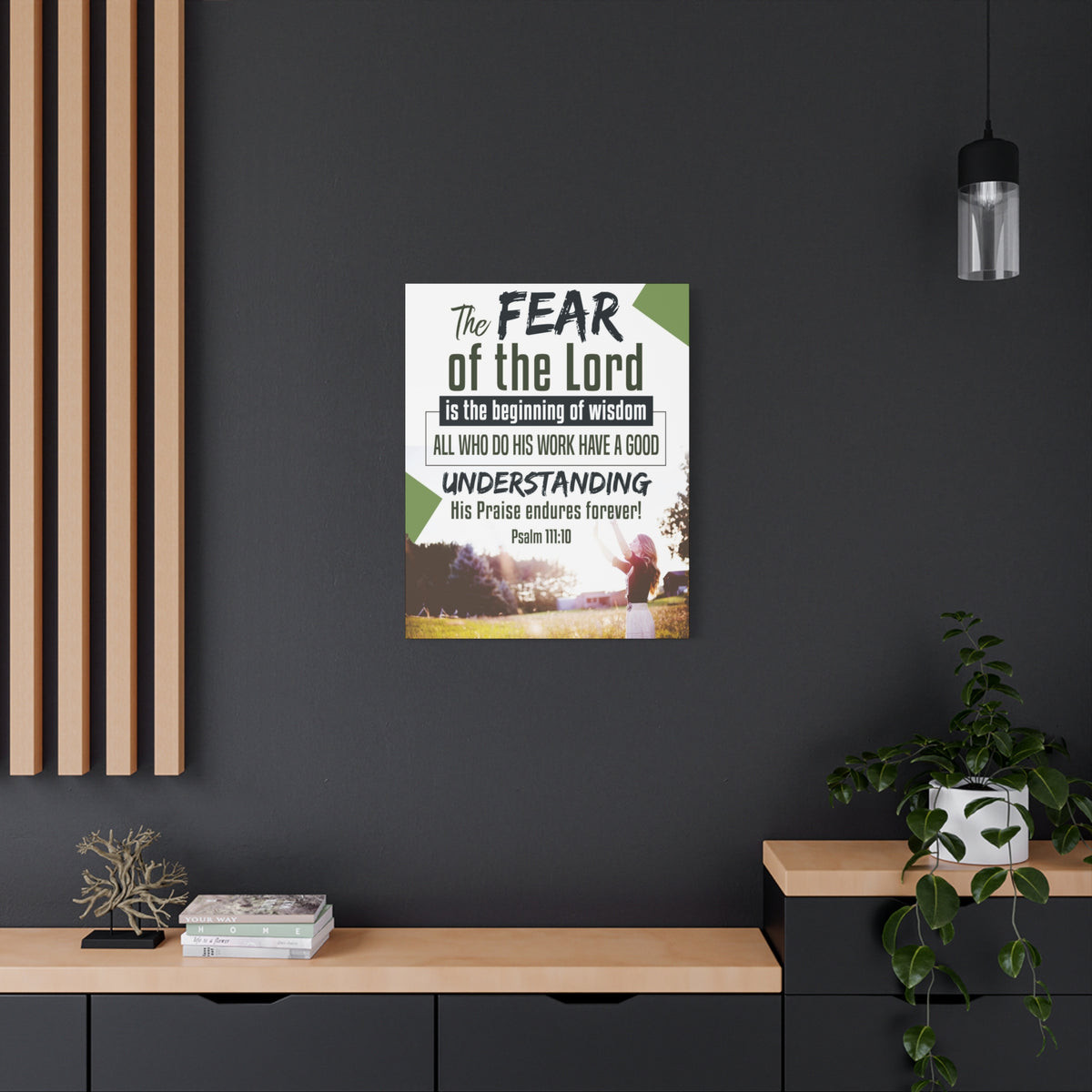 Scripture Canvas His Praise Endures Forever! Psalm 111:10 Christian Wall Art Bible Verse Print Ready to Hang-Express Your Love Gifts
