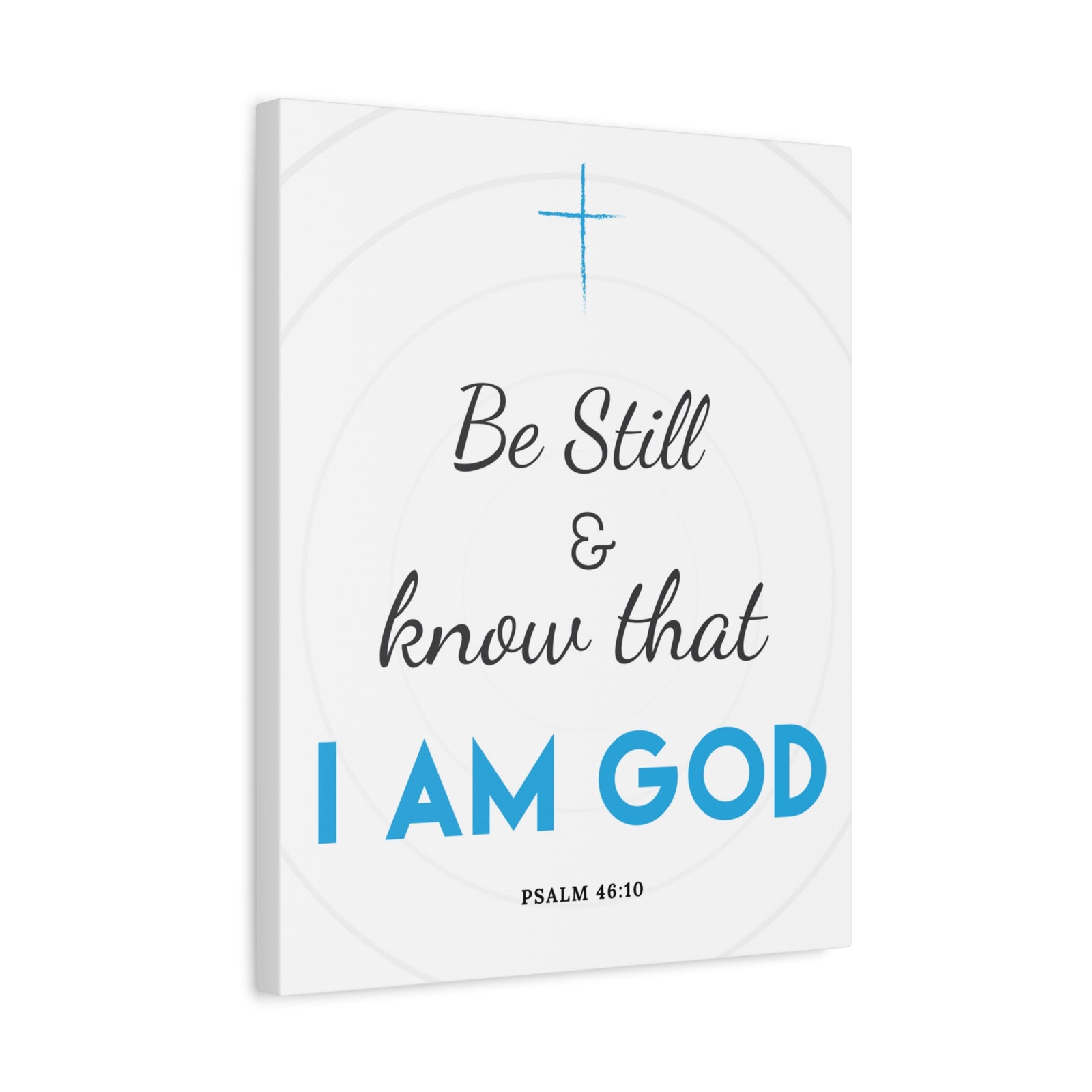 Scripture Canvas Be Still And Know Psalm 46:10 Blue Christian Wall Art Bible Verse Print Ready To Hang-Express Your Love Gifts