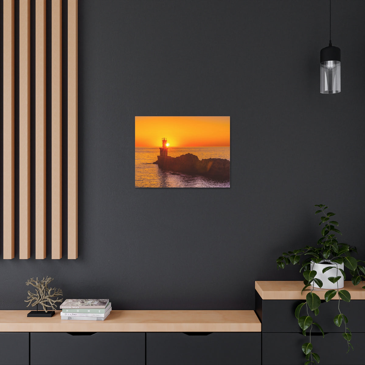 Sun Lighthouse Sunset Forest Floral Nature Photography Canvas Wall Art for Home Decor Ready-to-Hang-Express Your Love Gifts