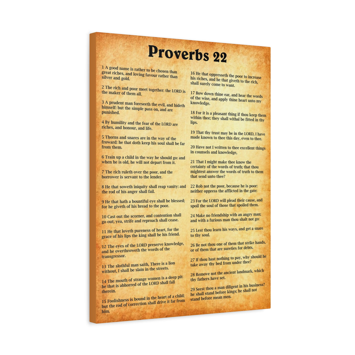 Scripture Walls Proverbs Chapter 22 Gold Bible Canvas Christian Wall Art Ready to Hang Unframed-Express Your Love Gifts