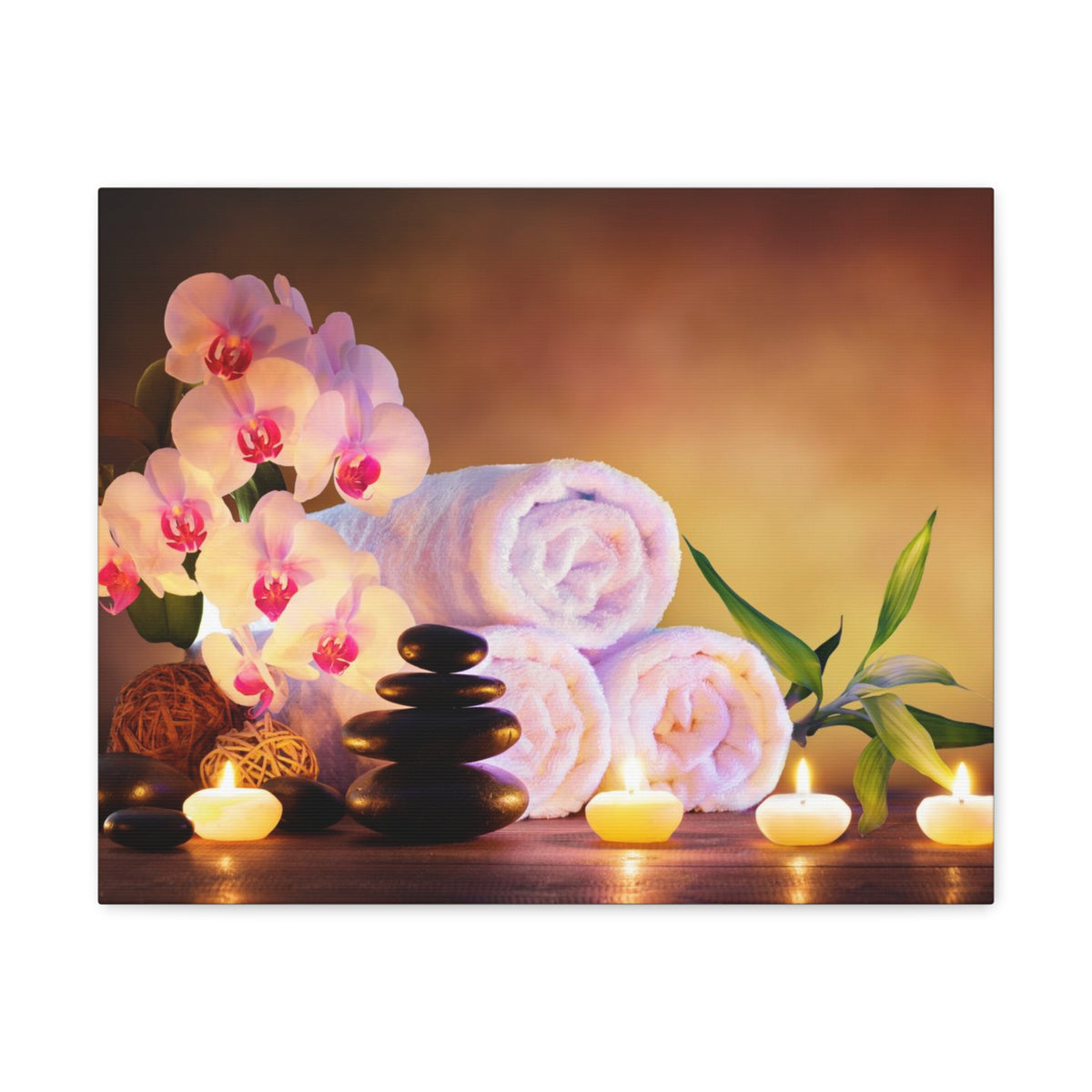 Massage Stones with Towels Forest Floral Nature Photography Canvas Wall Art for Home Decor Ready-to-Hang-Express Your Love Gifts