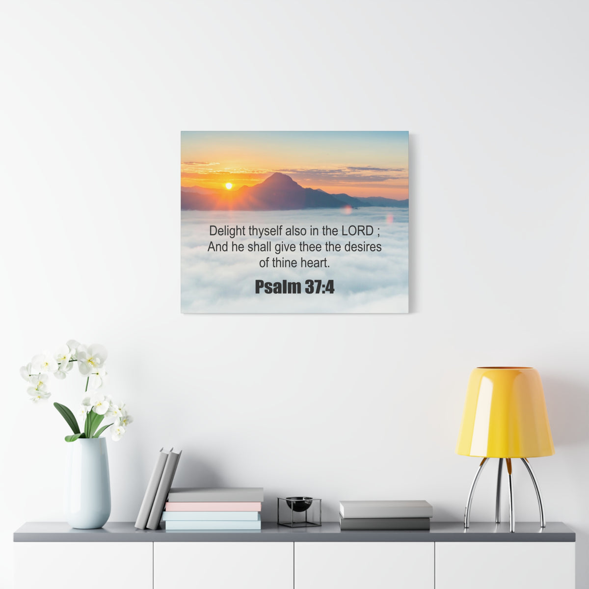 Scripture Canvas Delight Thyself Psalm 37:4 Christian Wall Art Bible Verse Print Ready to Hang-Express Your Love Gifts